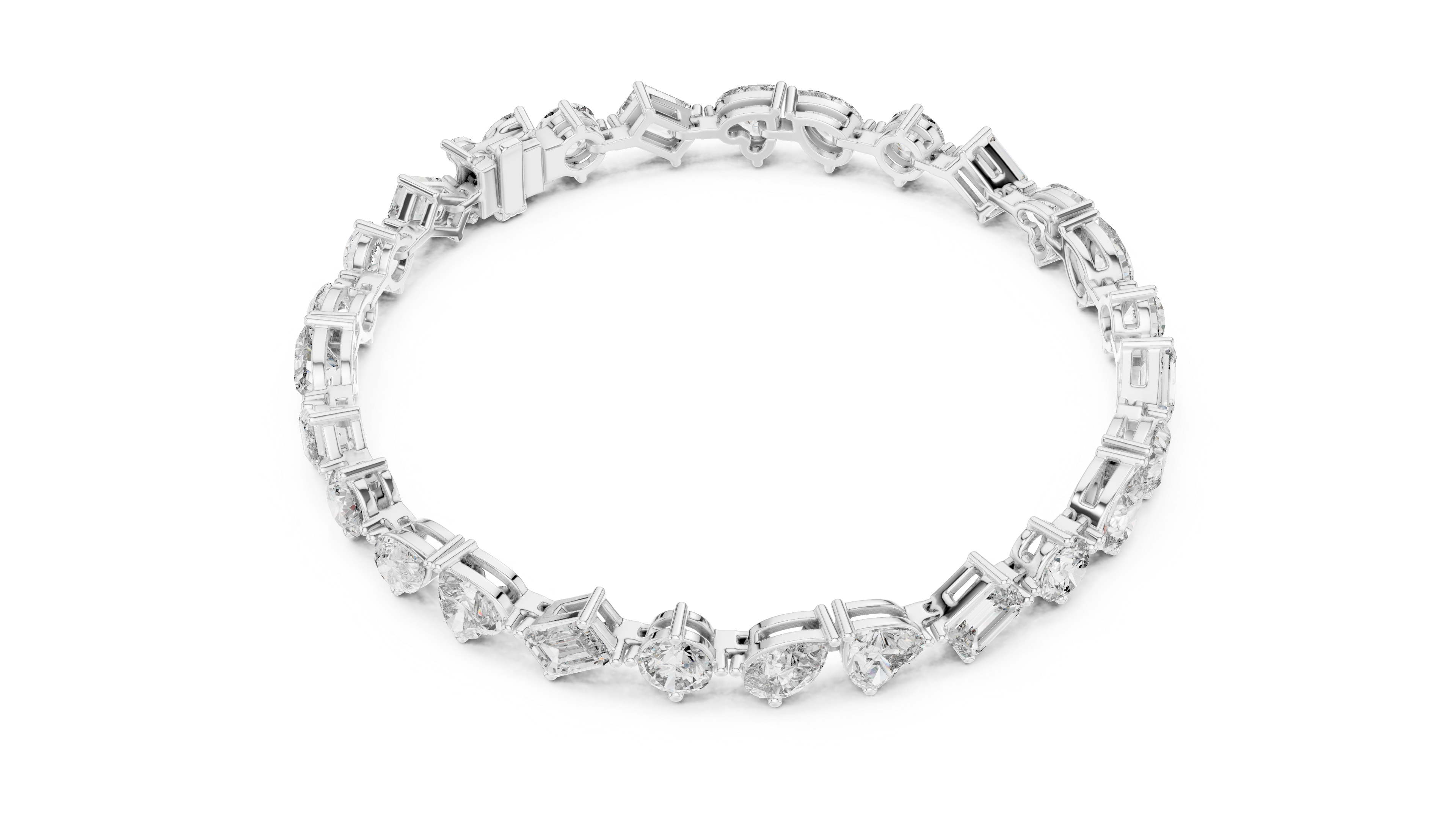 Yellow Gold Multi-Cut Moissanite Tennis Bracelet Luxe Mixed Shape Sparkle