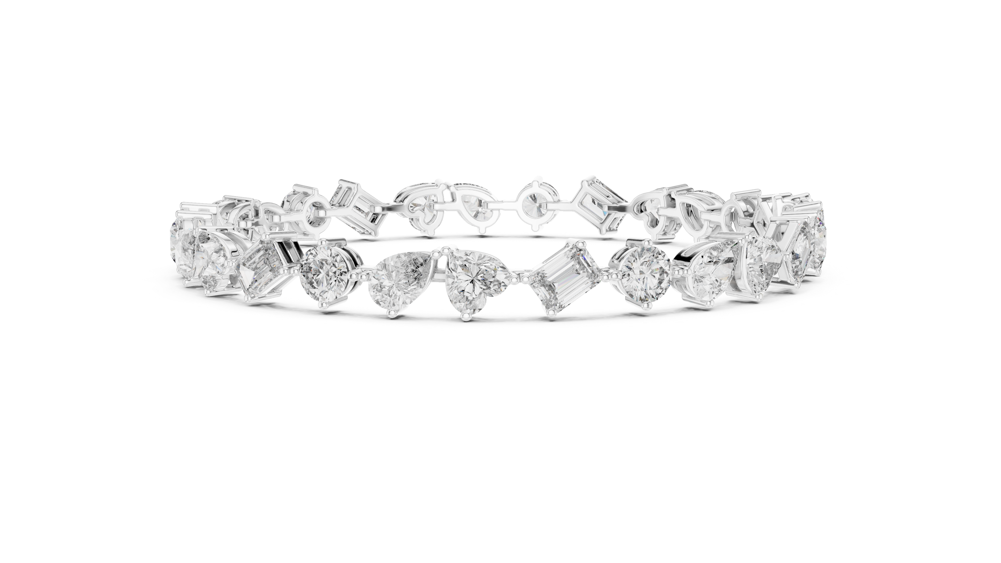 Yellow Gold Multi-Cut Moissanite Tennis Bracelet Luxe Mixed Shape Sparkle