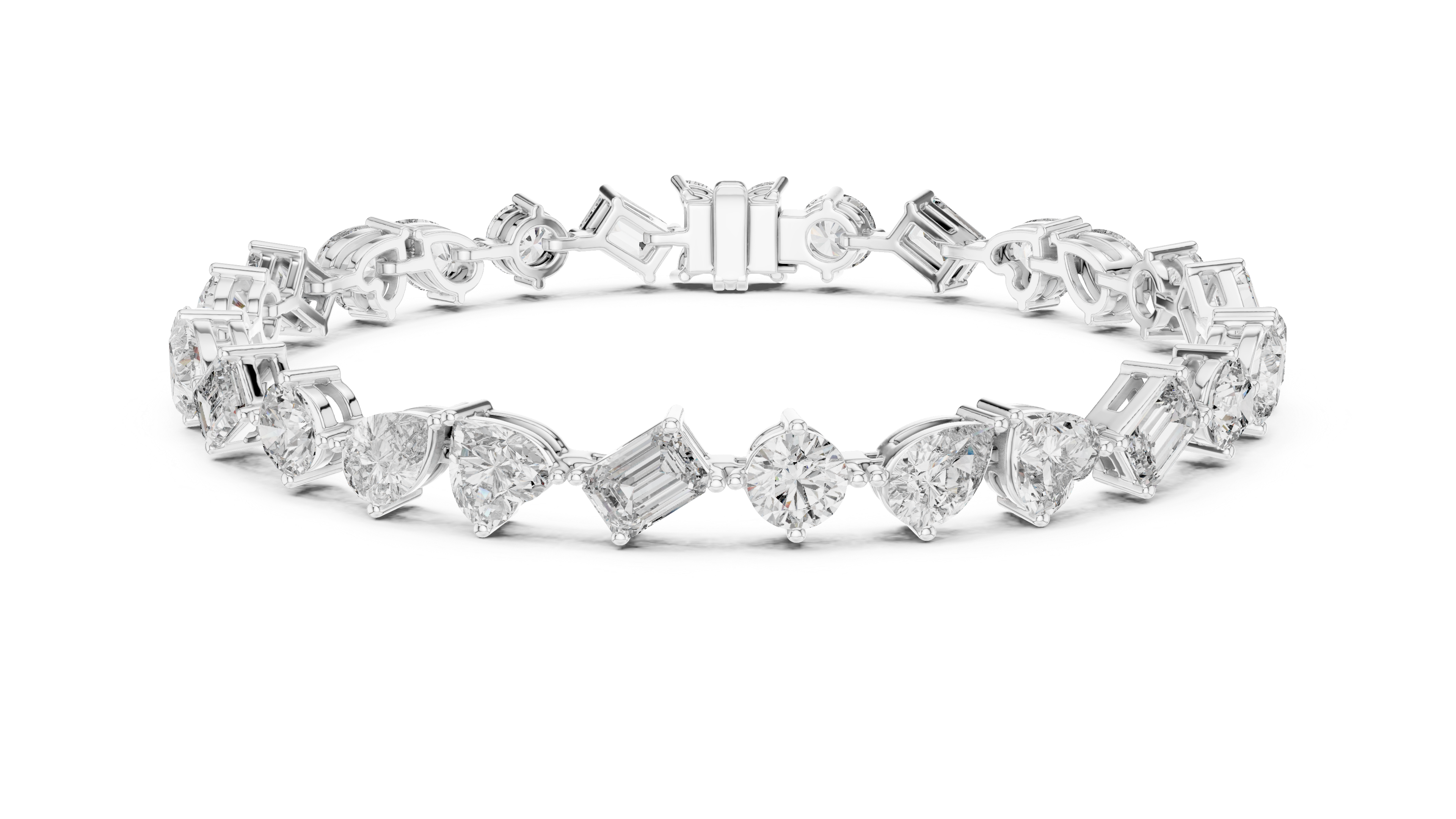 Yellow Gold Multi-Cut Moissanite Tennis Bracelet Luxe Mixed Shape Sparkle