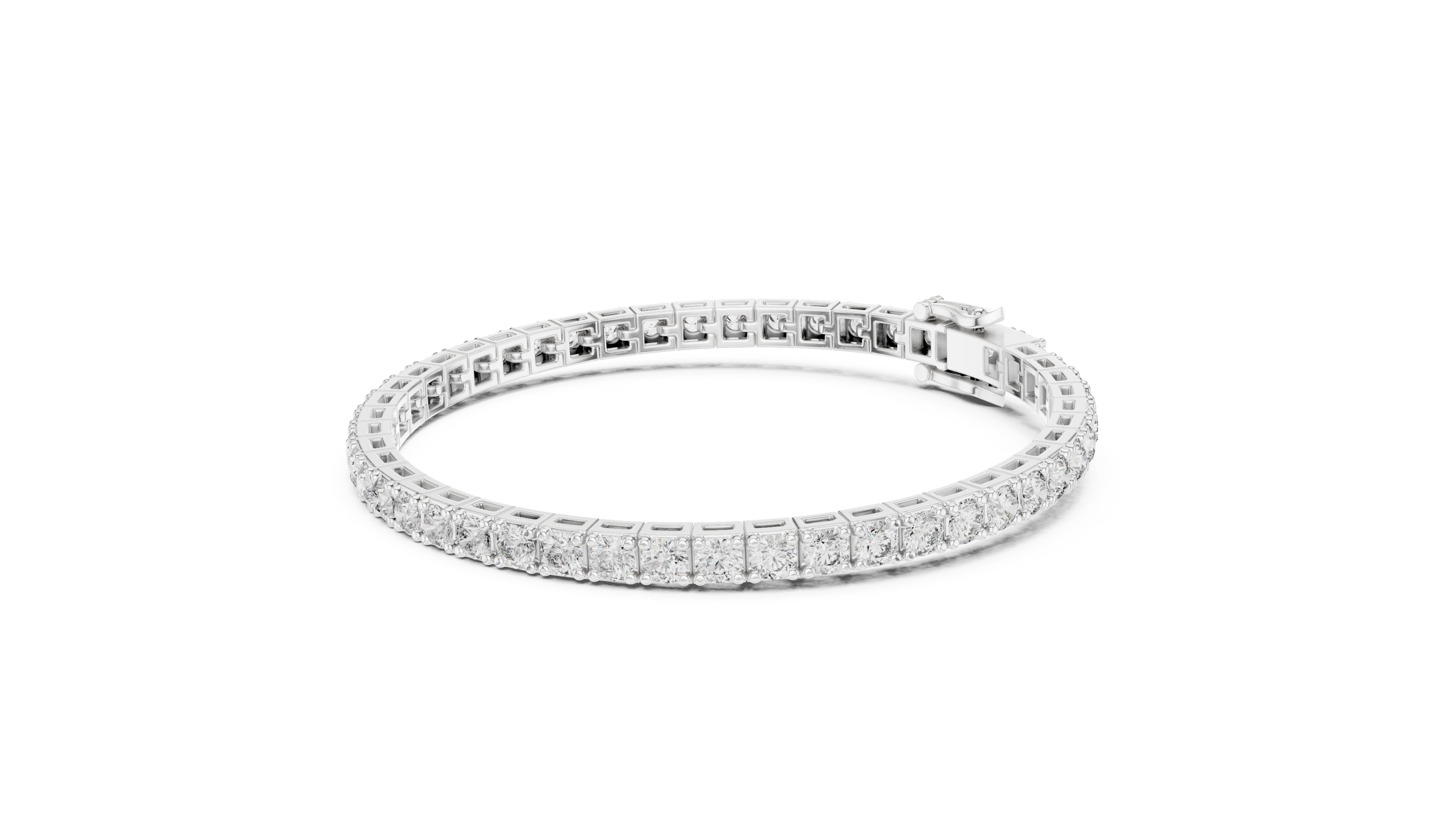 White Gold Slim Moissanite Tennis Bracelet – Minimal Round Cut Shine