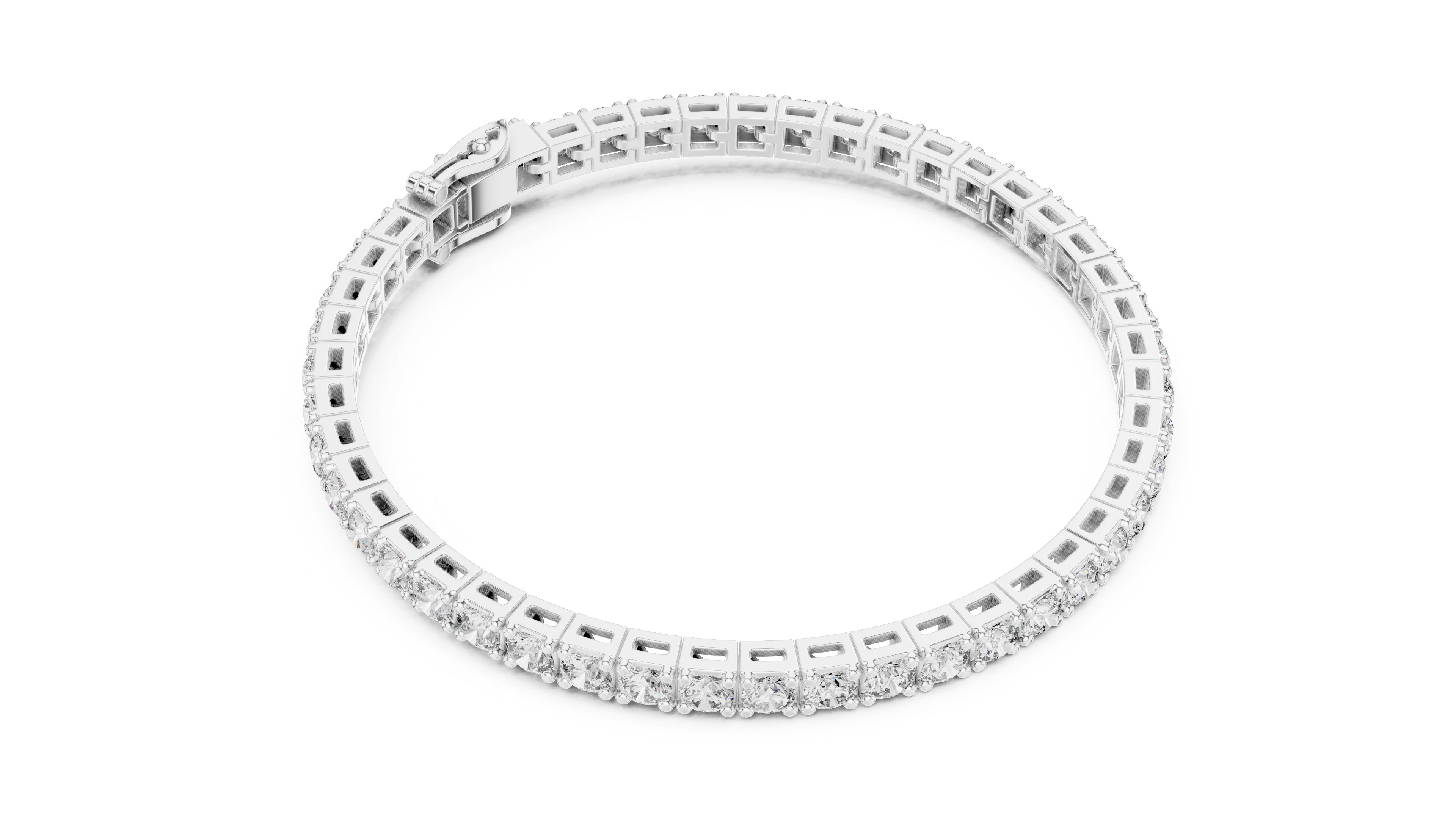 White Gold Slim Moissanite Tennis Bracelet – Minimal Round Cut Shine