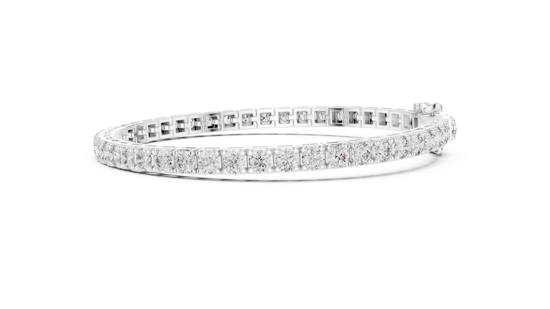 White Gold Slim Moissanite Tennis Bracelet – Minimal Round Cut Shine