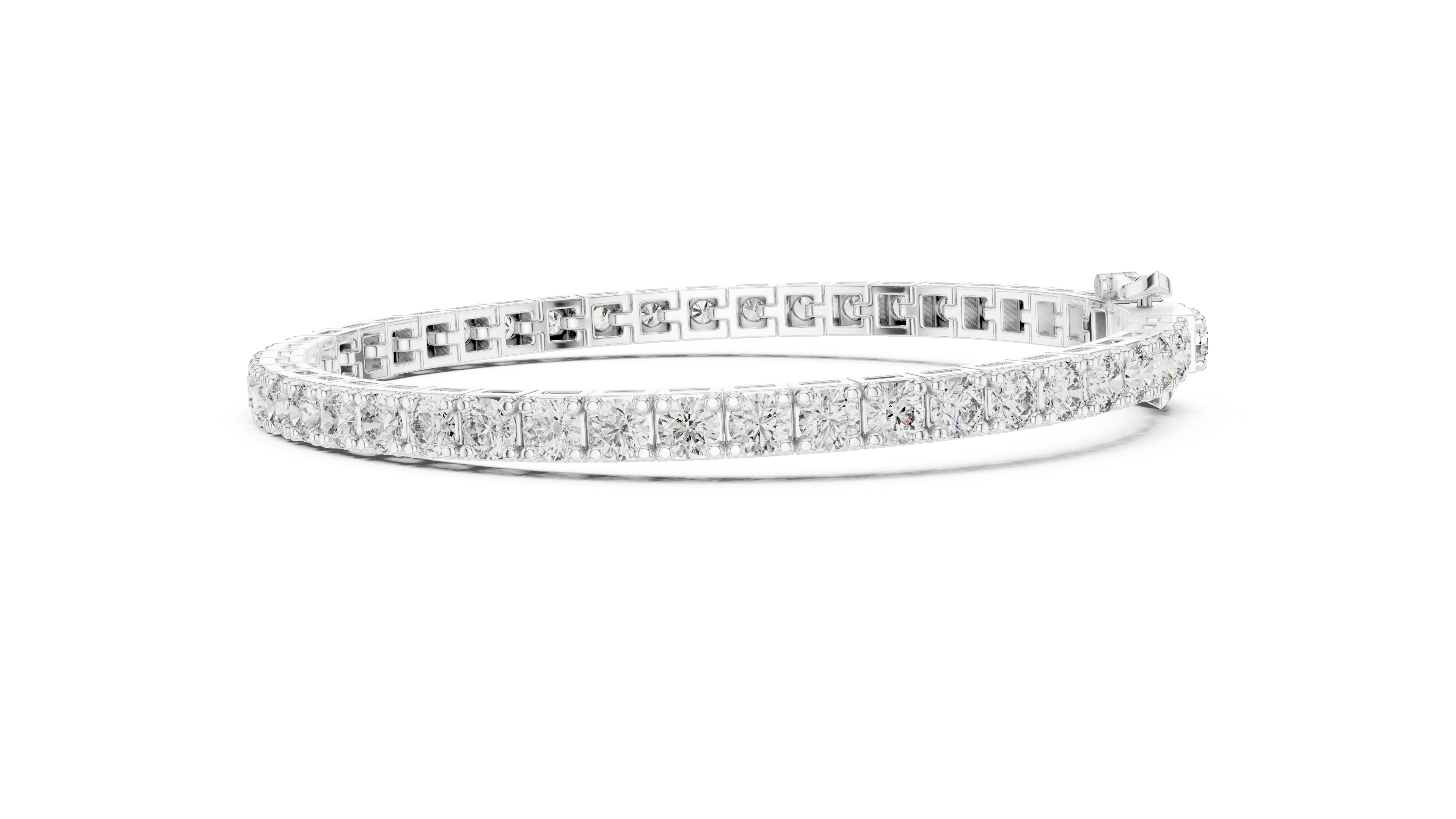 White Gold Slim Moissanite Tennis Bracelet – Minimal Round Cut Shine