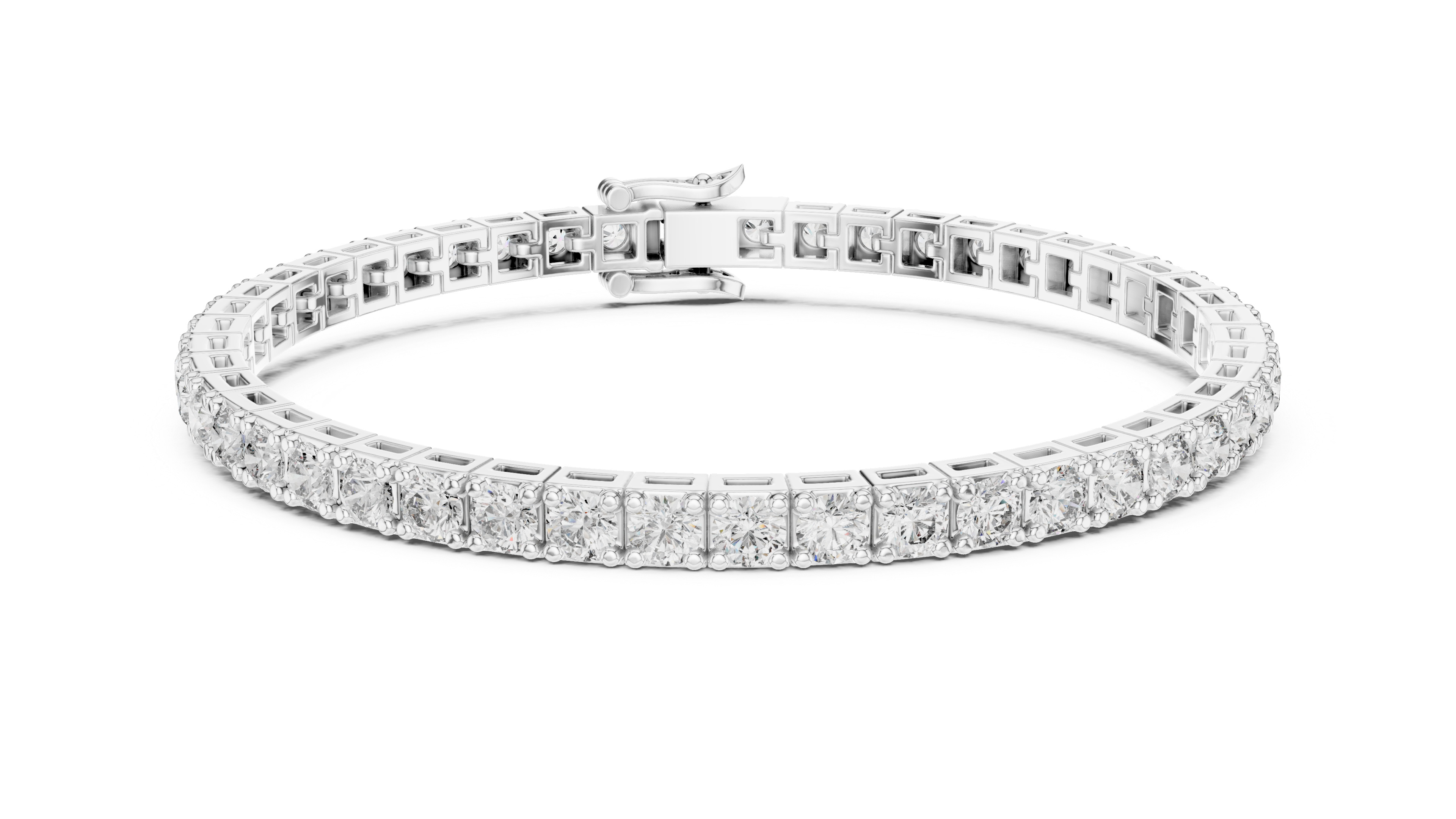 White Gold Slim Moissanite Tennis Bracelet – Minimal Round Cut Shine