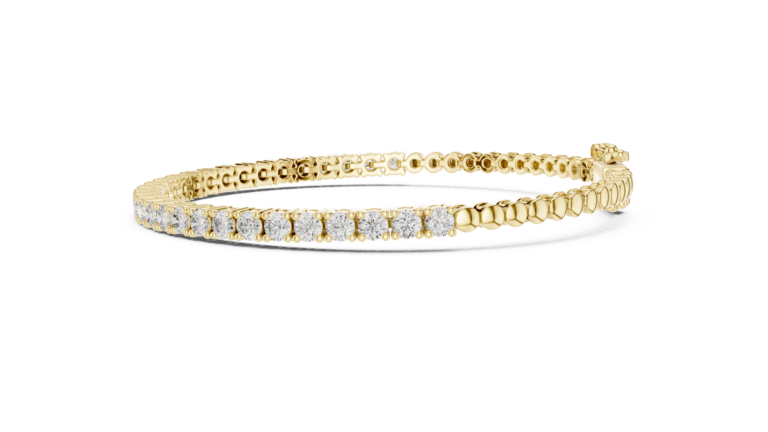 Round Yellow Gold Moissanite Tennis Bracelet – Slim Round-Cut Sparkle