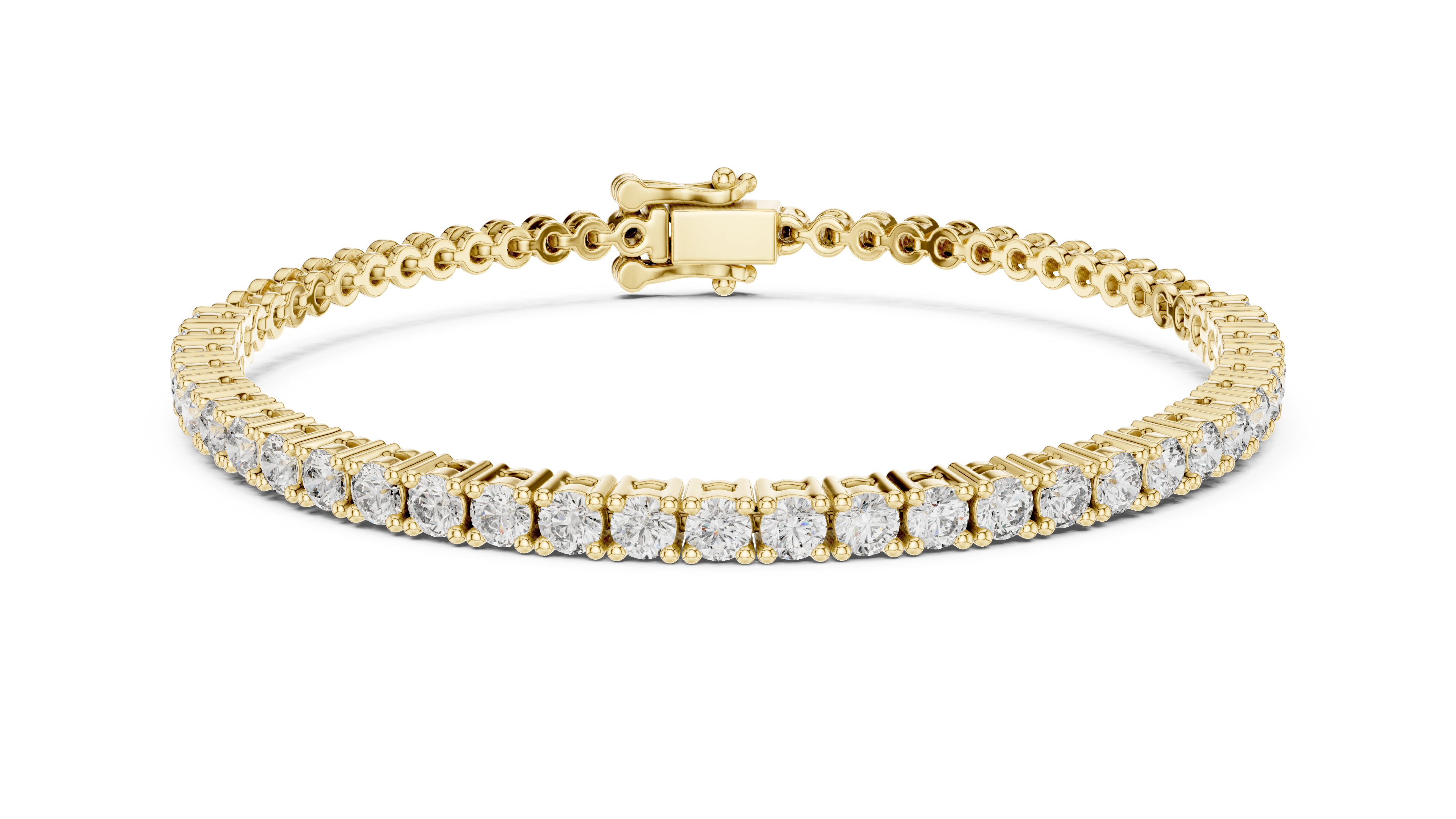 Round Yellow Gold Moissanite Tennis Bracelet – Slim Round-Cut Sparkle