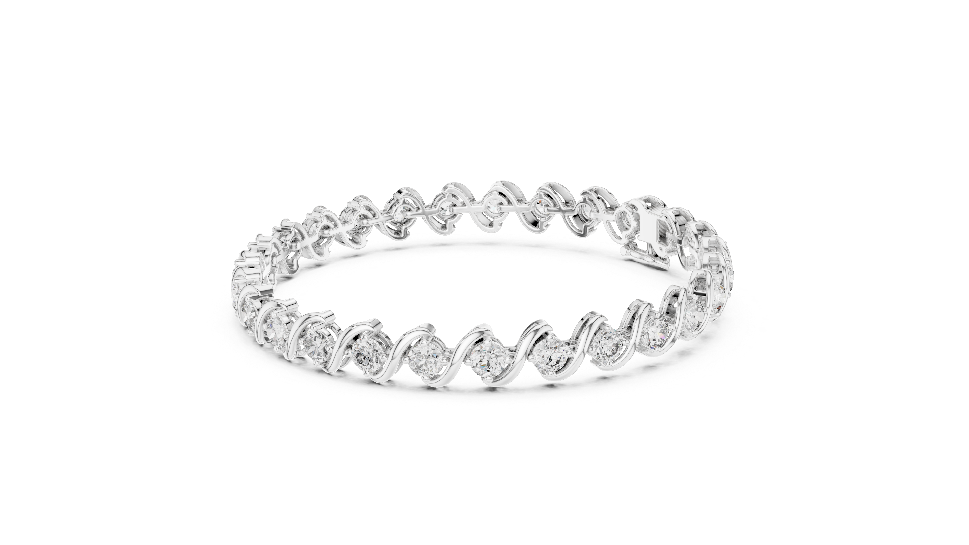 Round Rose Gold Wave Design Moissanite Bracelet – Elegant Twisted Sparkle