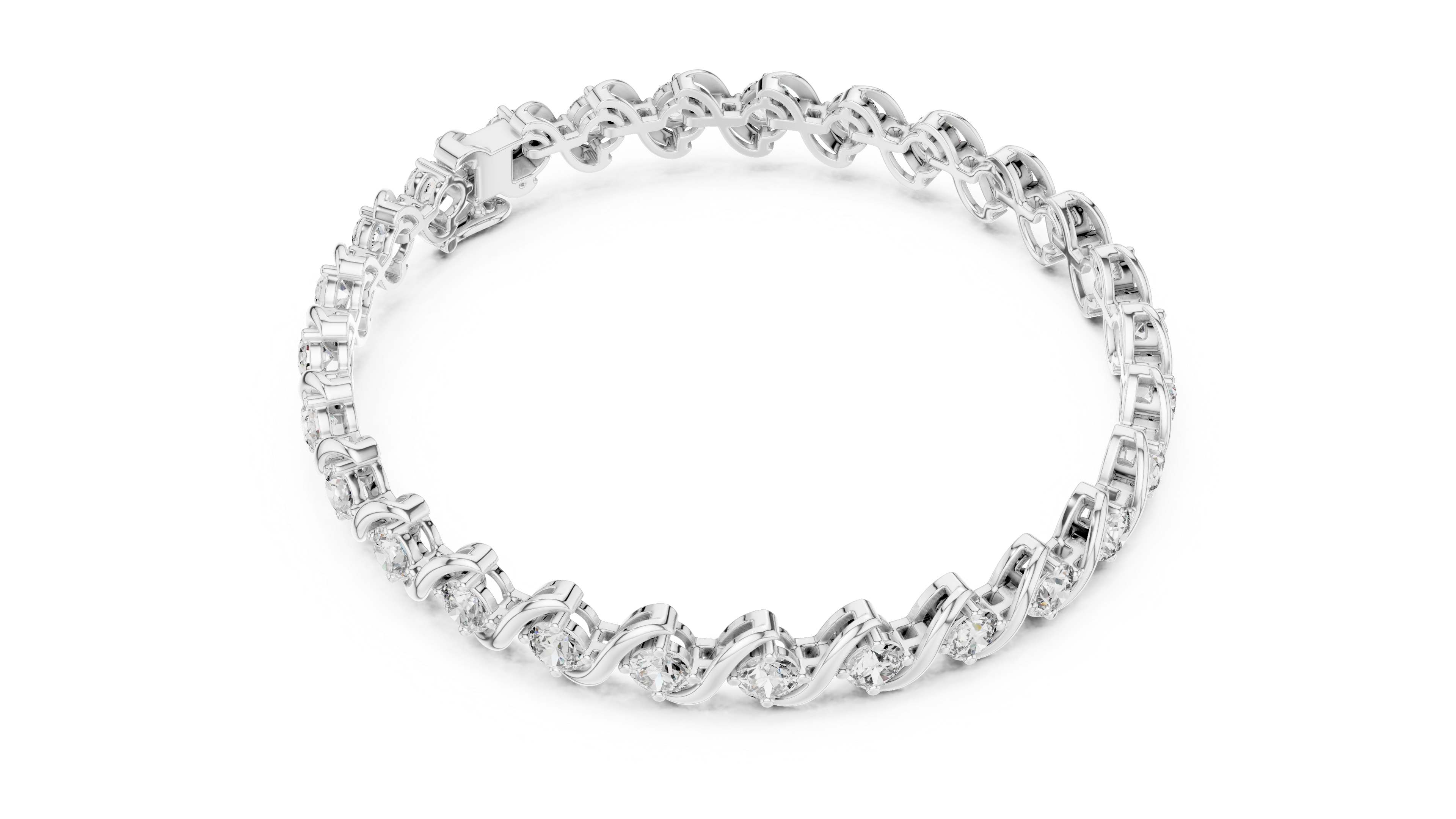 Round Rose Gold Wave Design Moissanite Bracelet – Elegant Twisted Sparkle