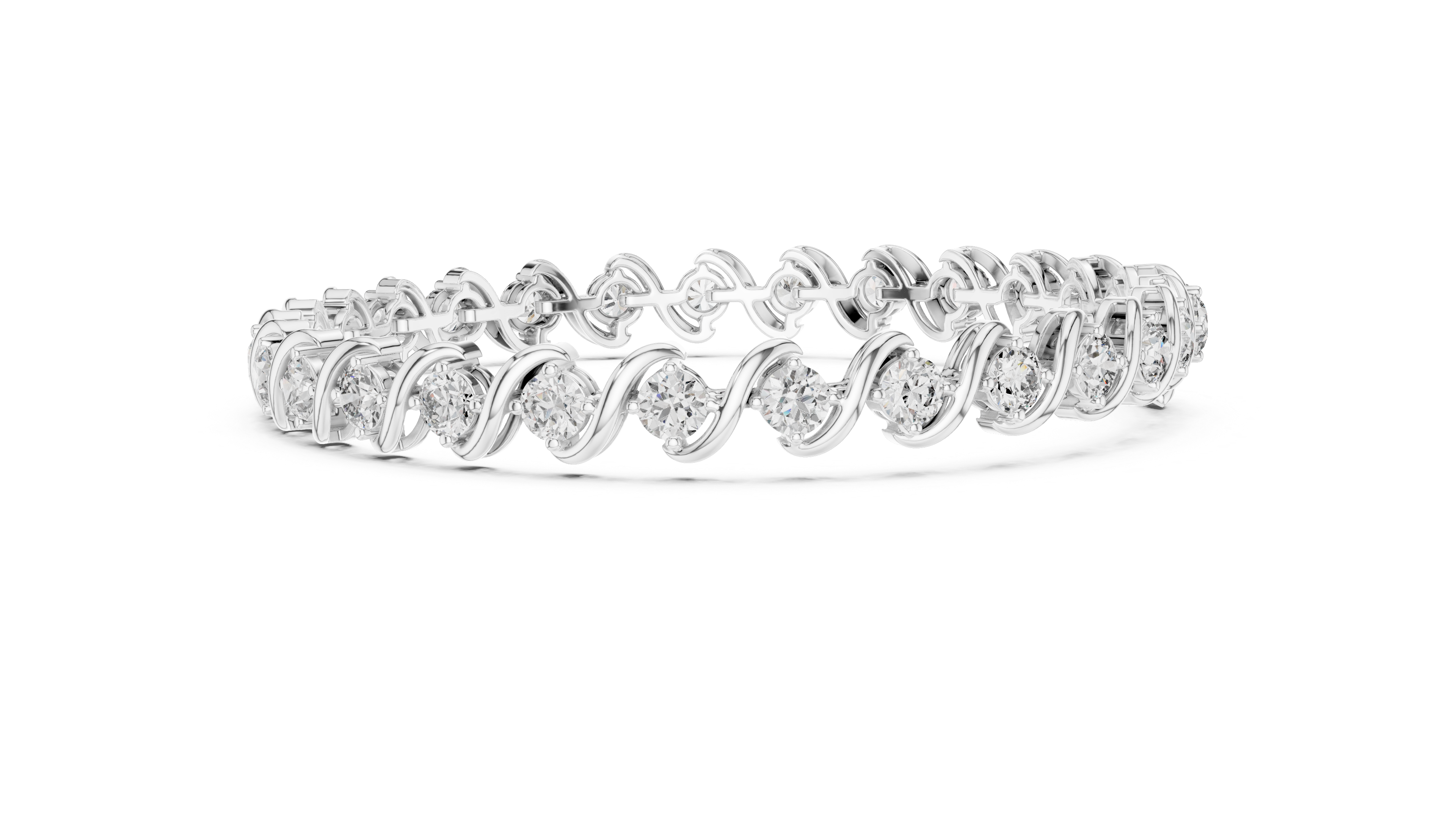 Round Rose Gold Wave Design Moissanite Bracelet – Elegant Twisted Sparkle