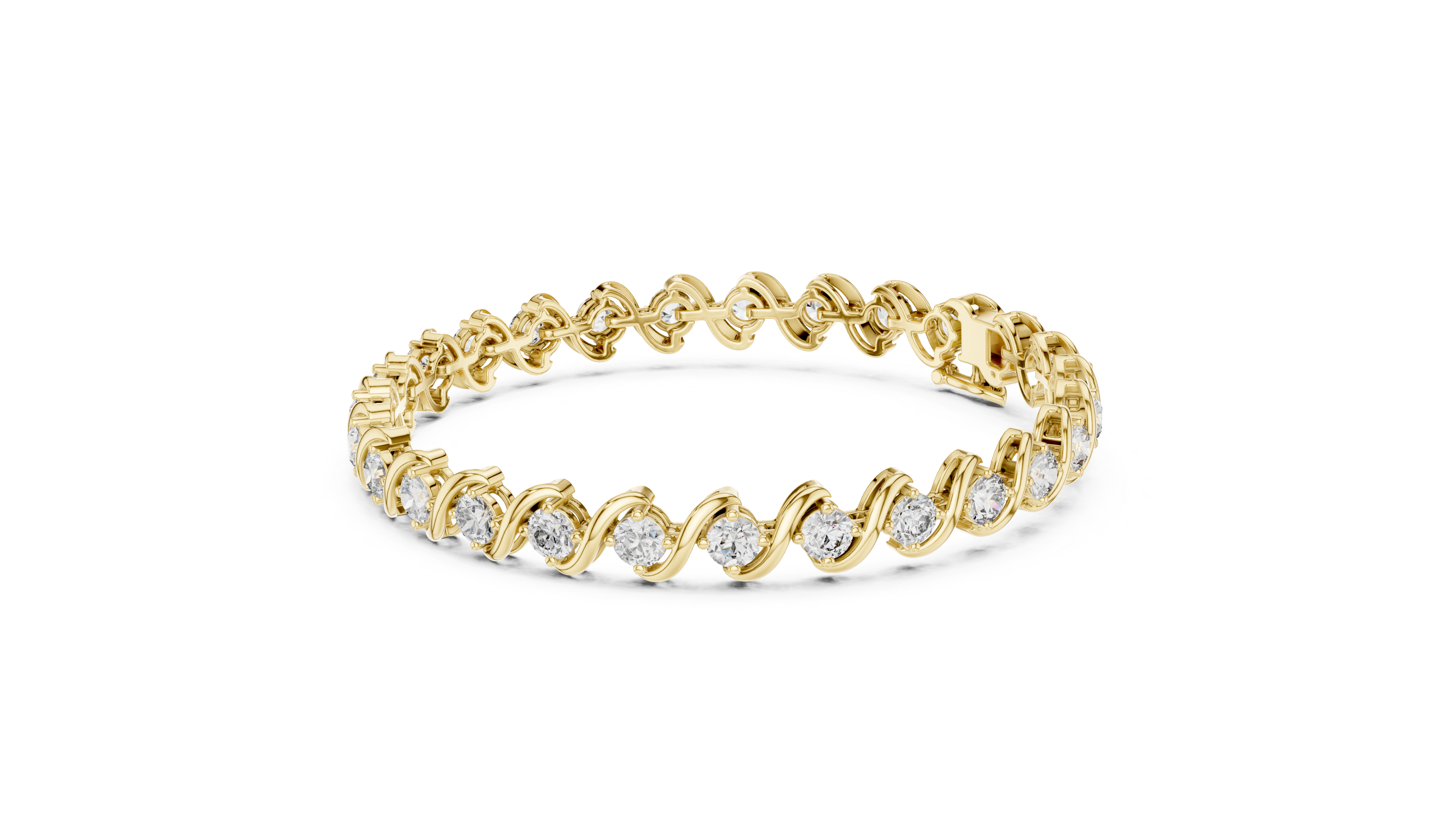 Round Rose Gold Wave Design Moissanite Bracelet – Elegant Twisted Sparkle