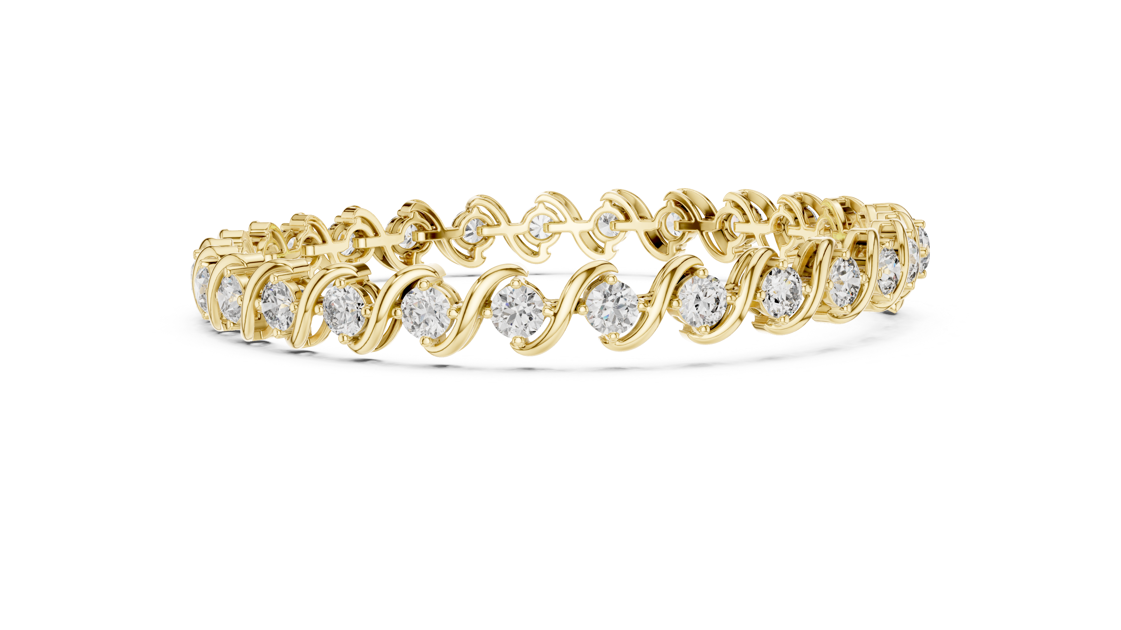 Round Rose Gold Wave Design Moissanite Bracelet – Elegant Twisted Sparkle