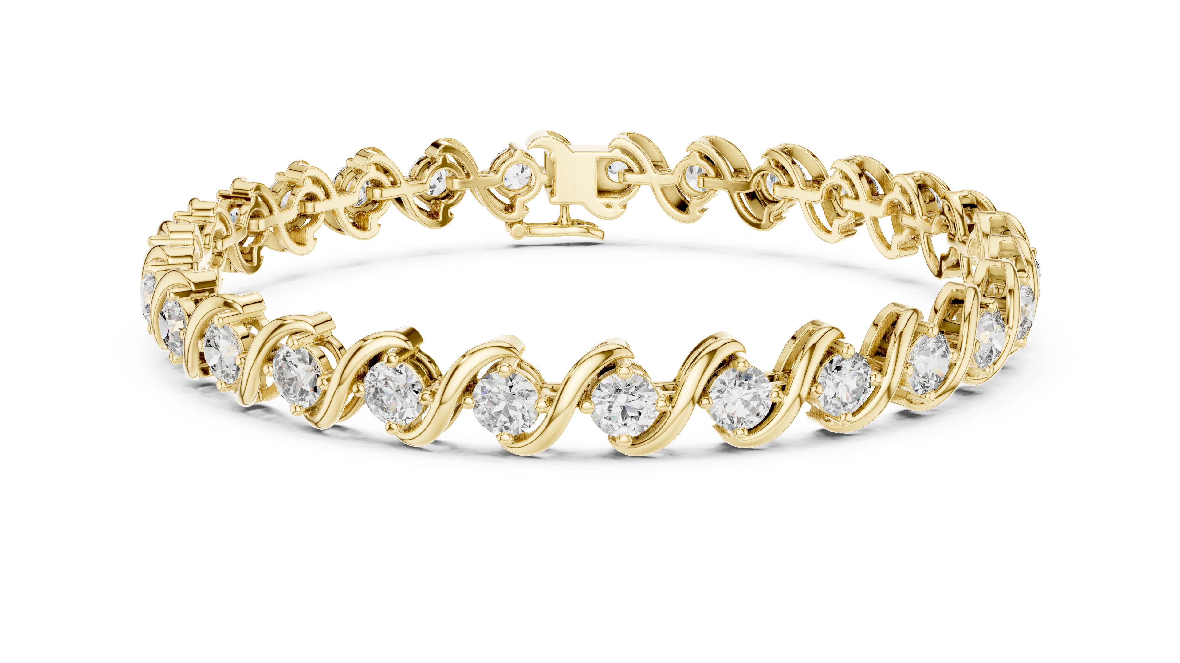 Round Rose Gold Wave Design Moissanite Bracelet – Elegant Twisted Sparkle