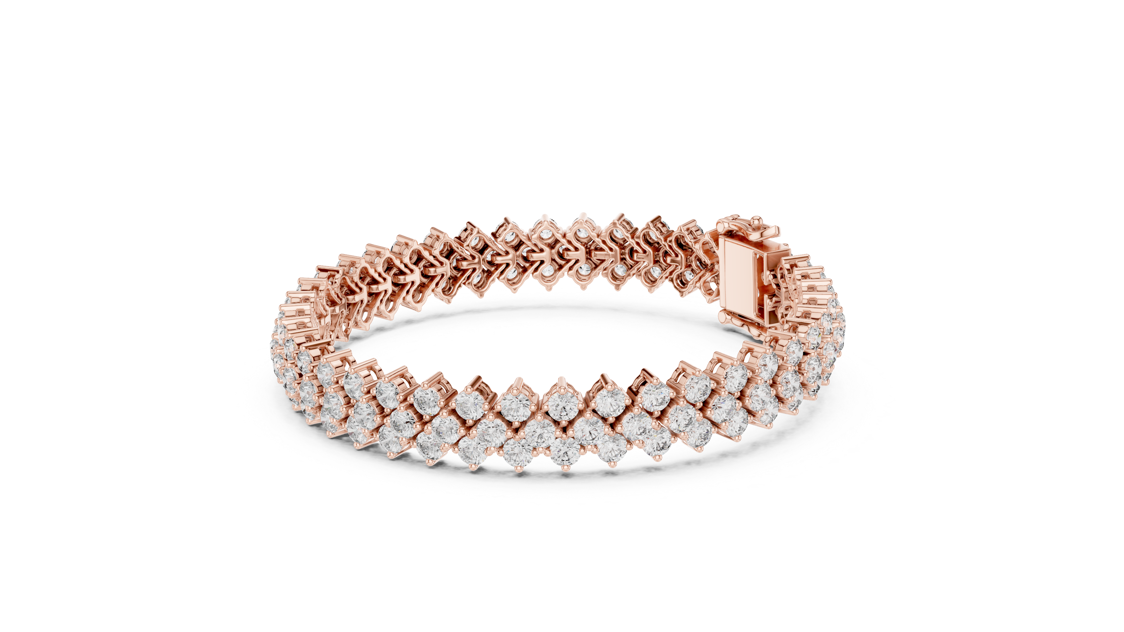 Yellow Gold Double Row Moissanite Tennis Bracelet – Luxe Cluster Sparkle