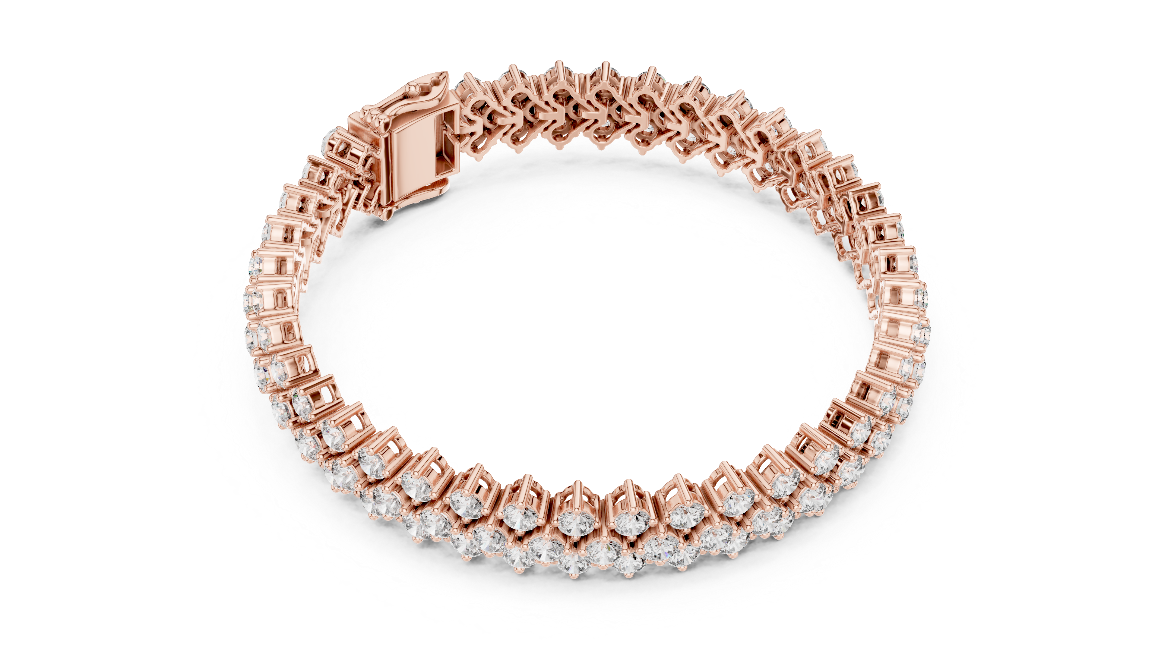 Yellow Gold Double Row Moissanite Tennis Bracelet – Luxe Cluster Sparkle