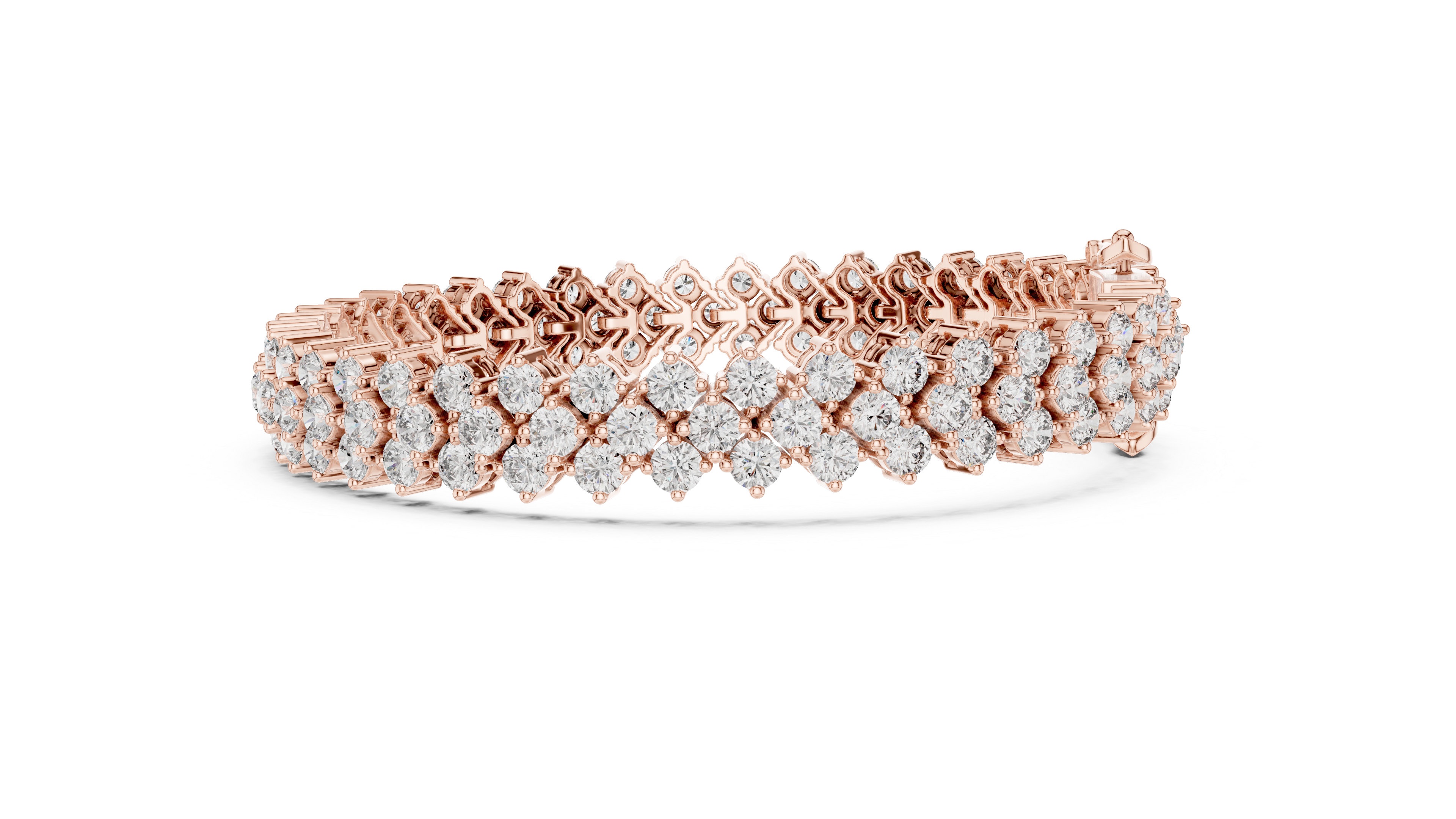 Yellow Gold Double Row Moissanite Tennis Bracelet – Luxe Cluster Sparkle