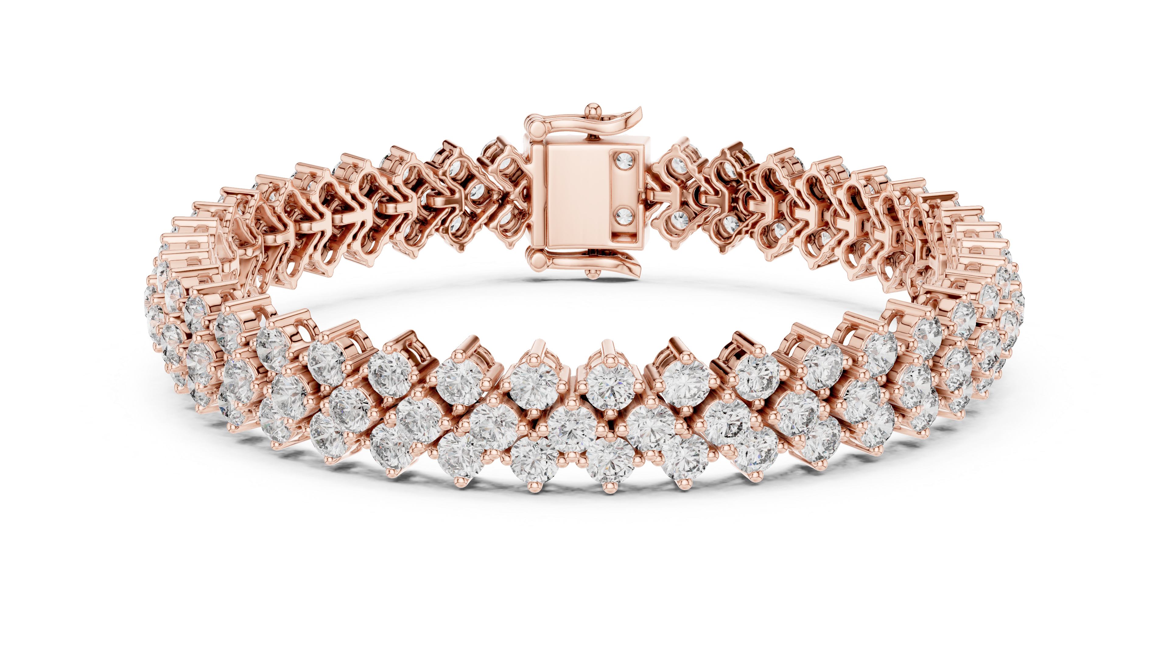 Yellow Gold Double Row Moissanite Tennis Bracelet – Luxe Cluster Sparkle