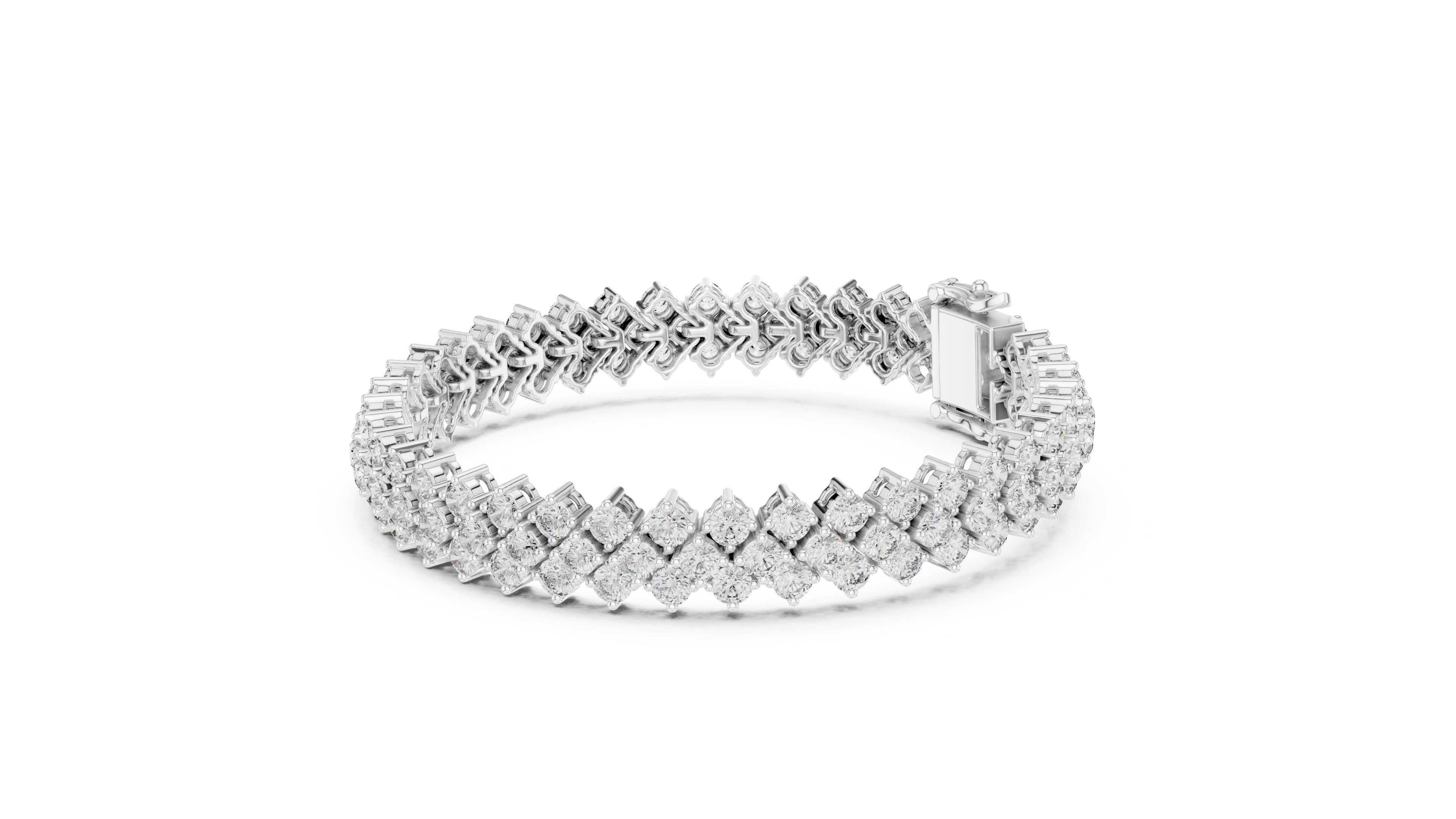 Yellow Gold Double Row Moissanite Tennis Bracelet – Luxe Cluster Sparkle