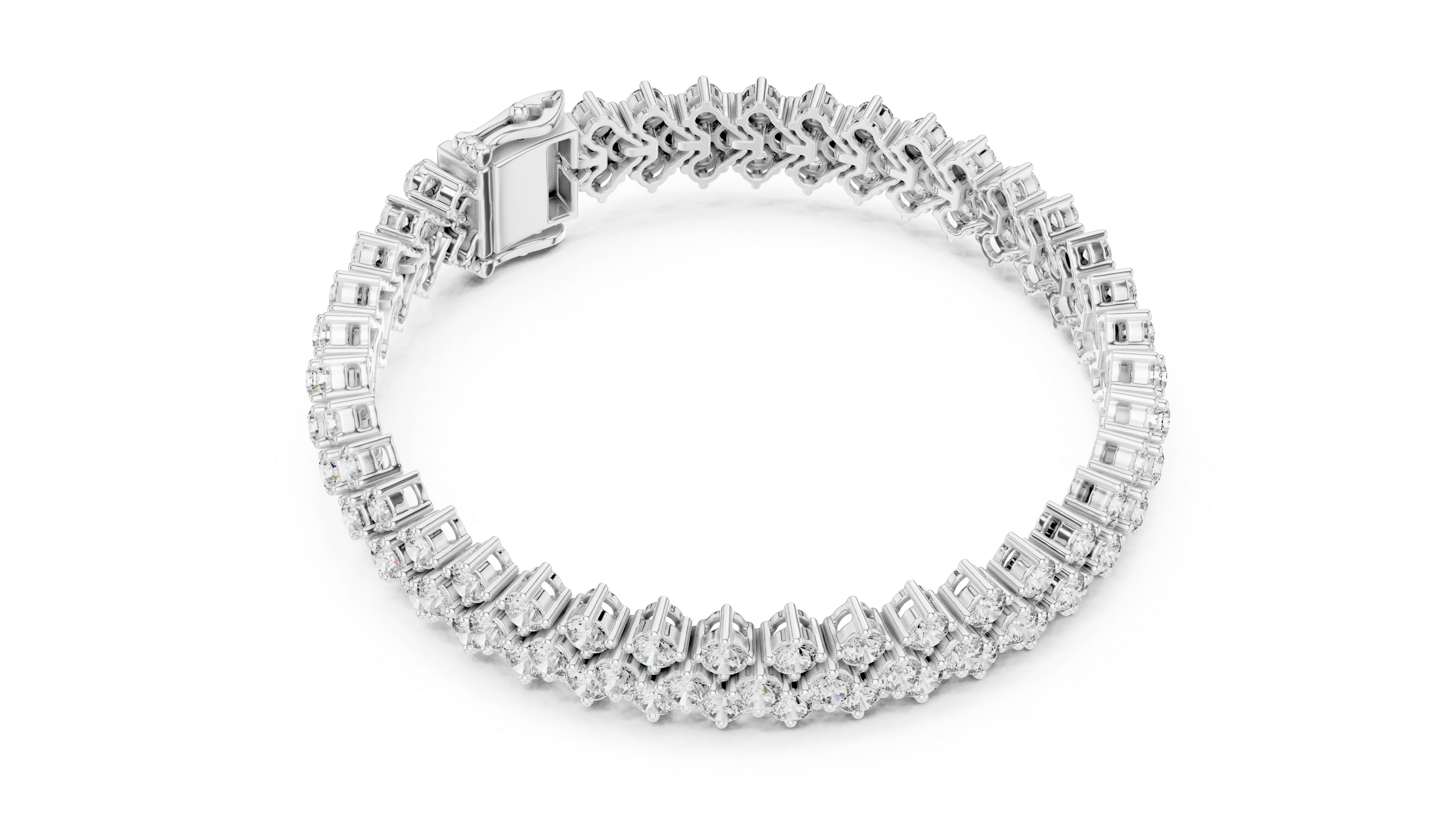 Yellow Gold Double Row Moissanite Tennis Bracelet – Luxe Cluster Sparkle
