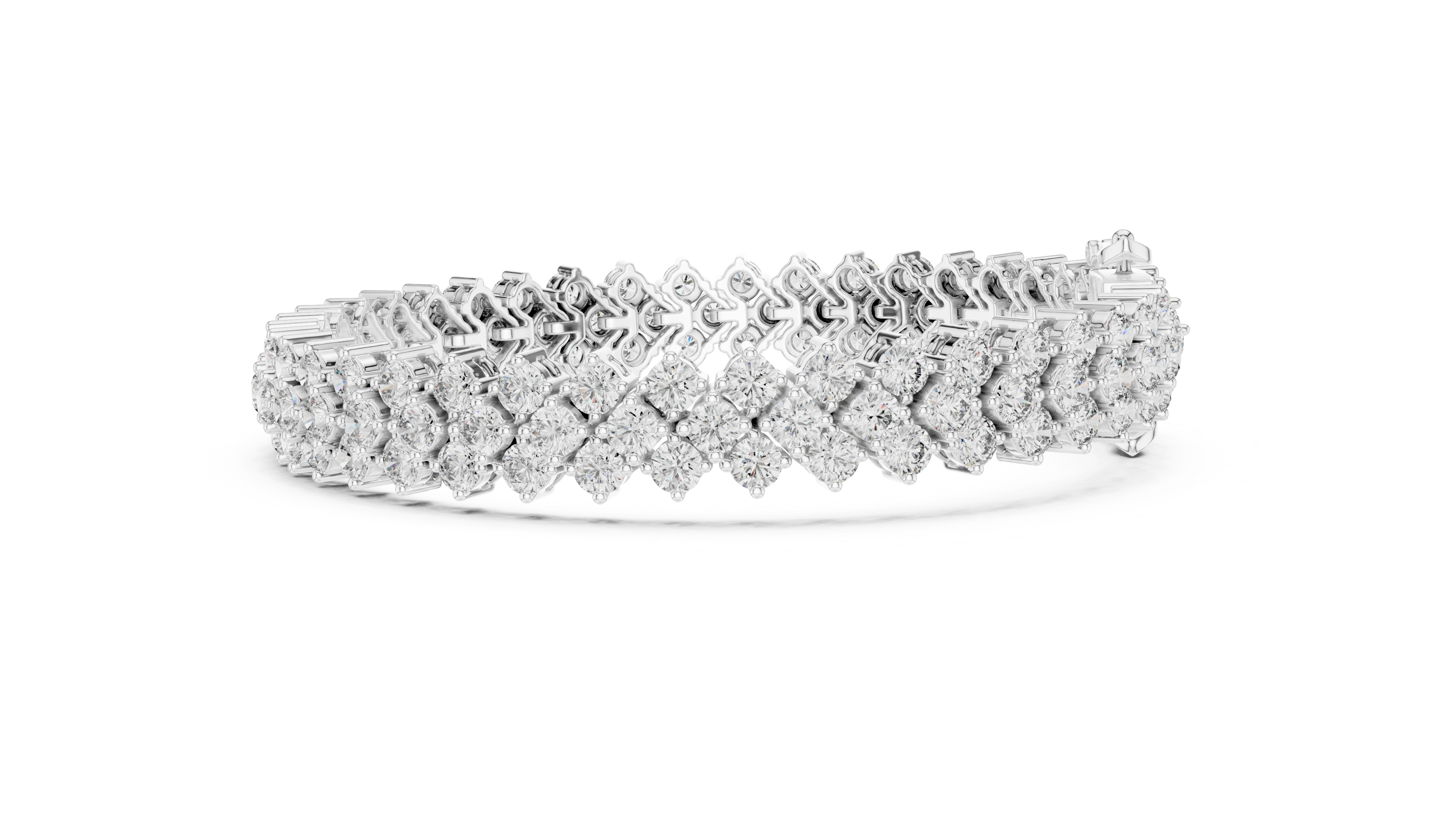 Yellow Gold Double Row Moissanite Tennis Bracelet – Luxe Cluster Sparkle