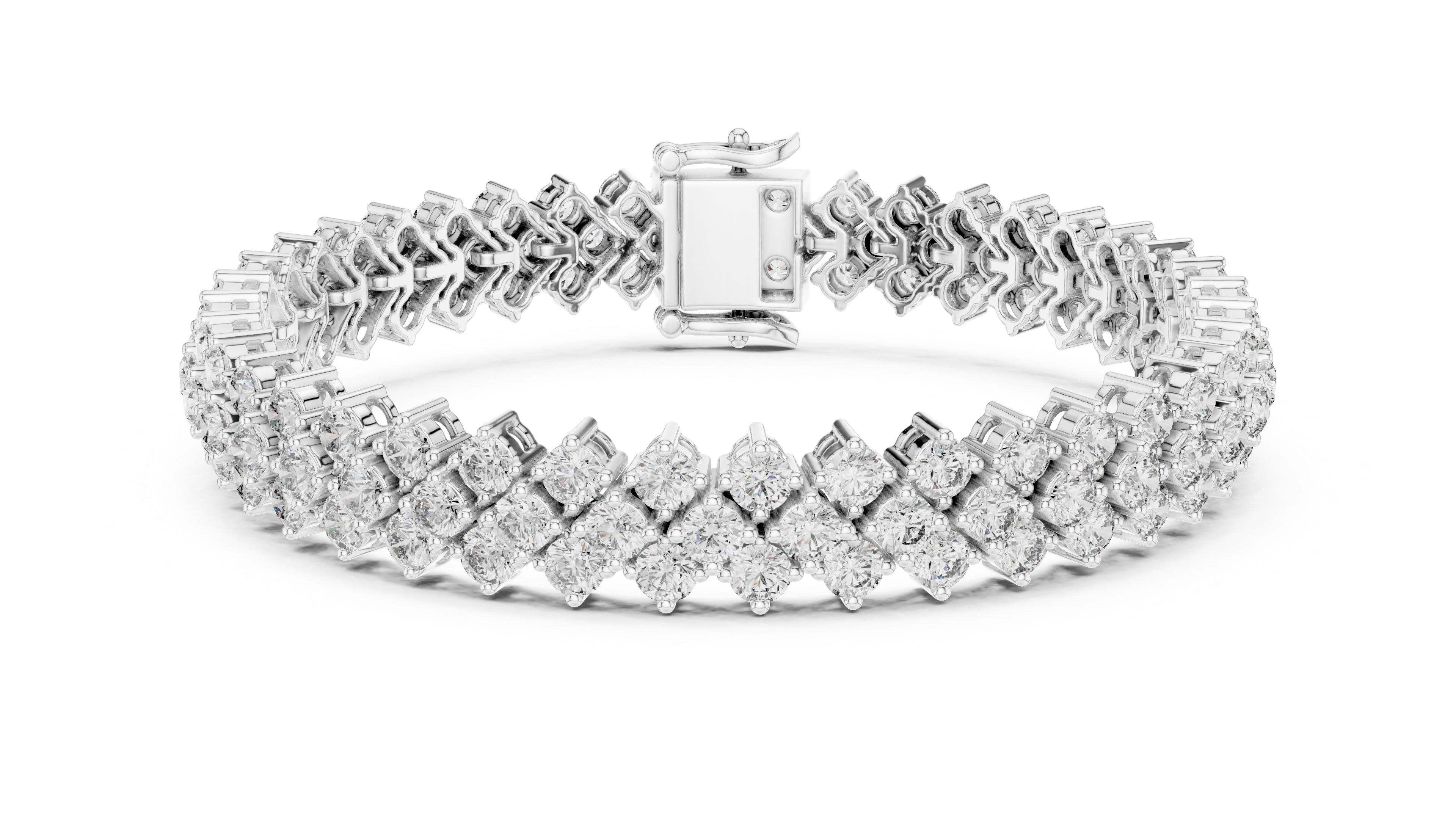Yellow Gold Double Row Moissanite Tennis Bracelet – Luxe Cluster Sparkle