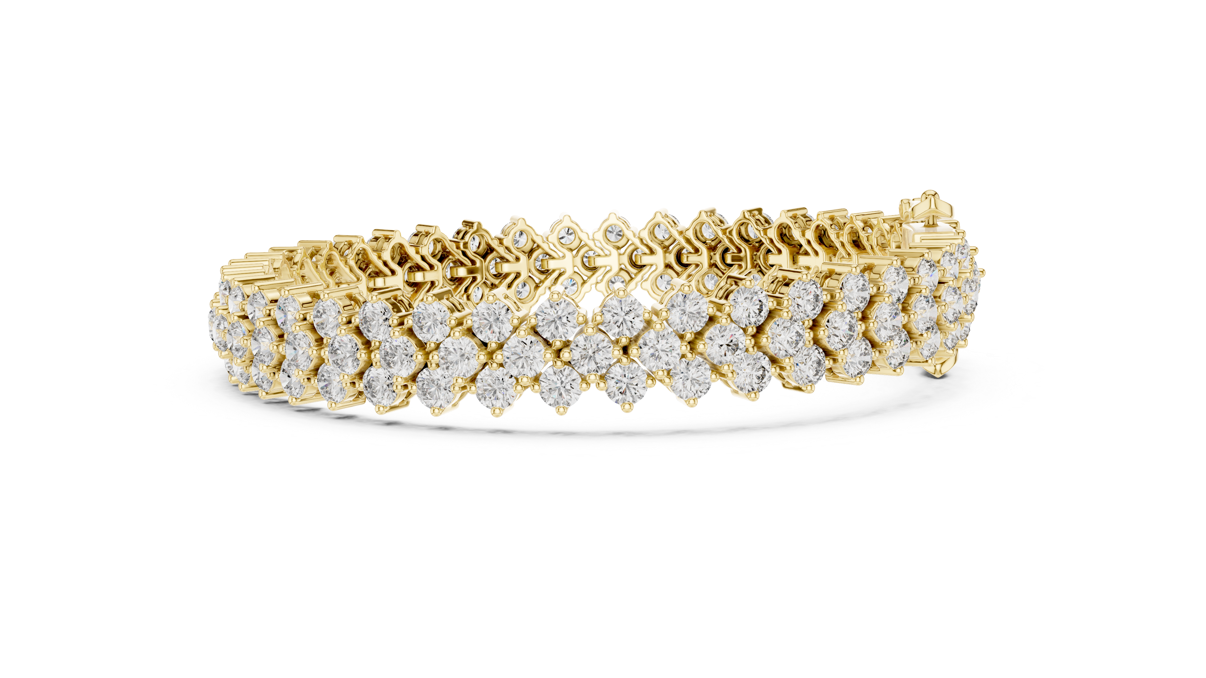 Yellow Gold Double Row Moissanite Tennis Bracelet – Luxe Cluster Sparkle