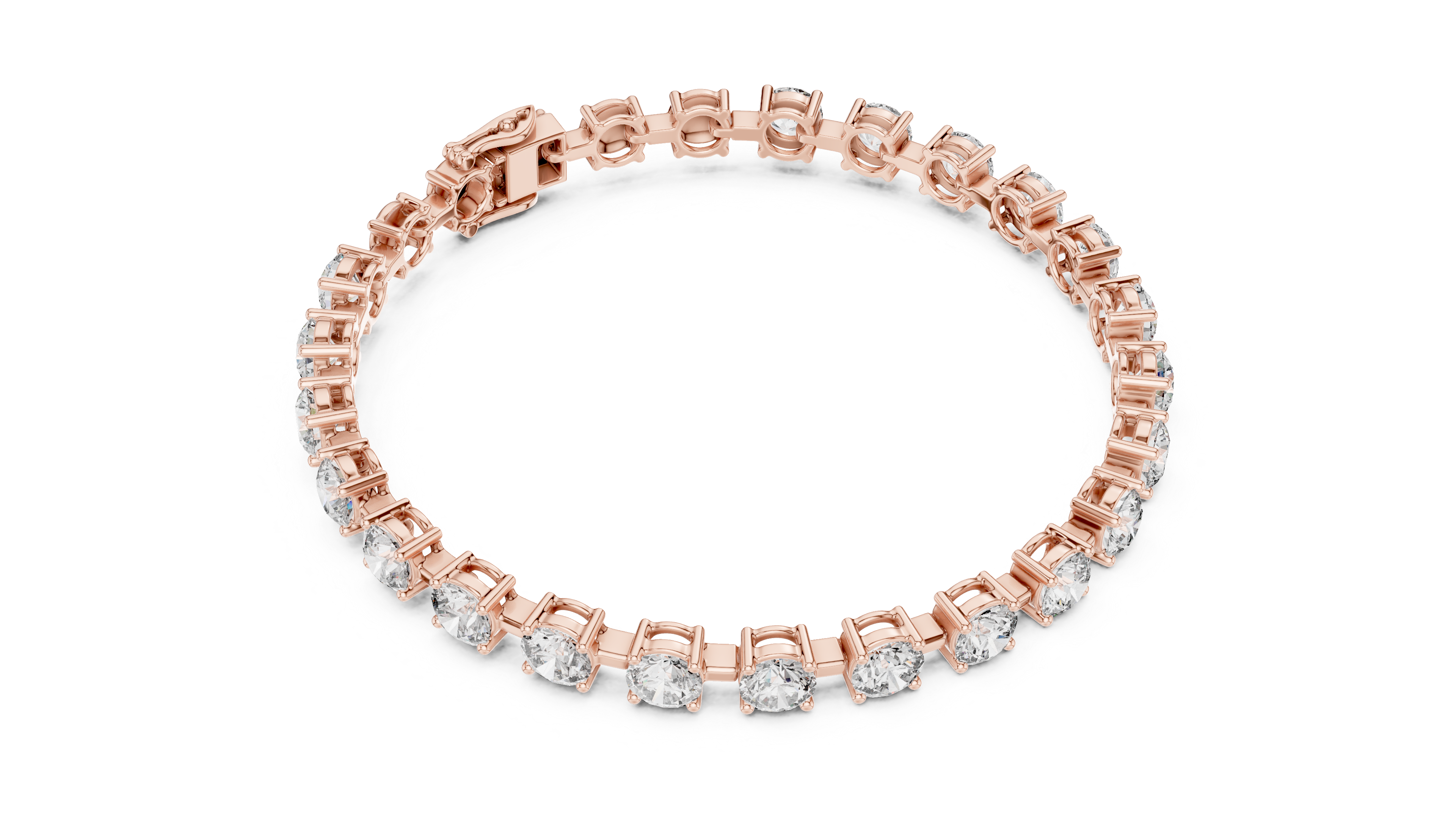 White Gold Round Solitaire Moissanite Classic Tennis Bracelet
