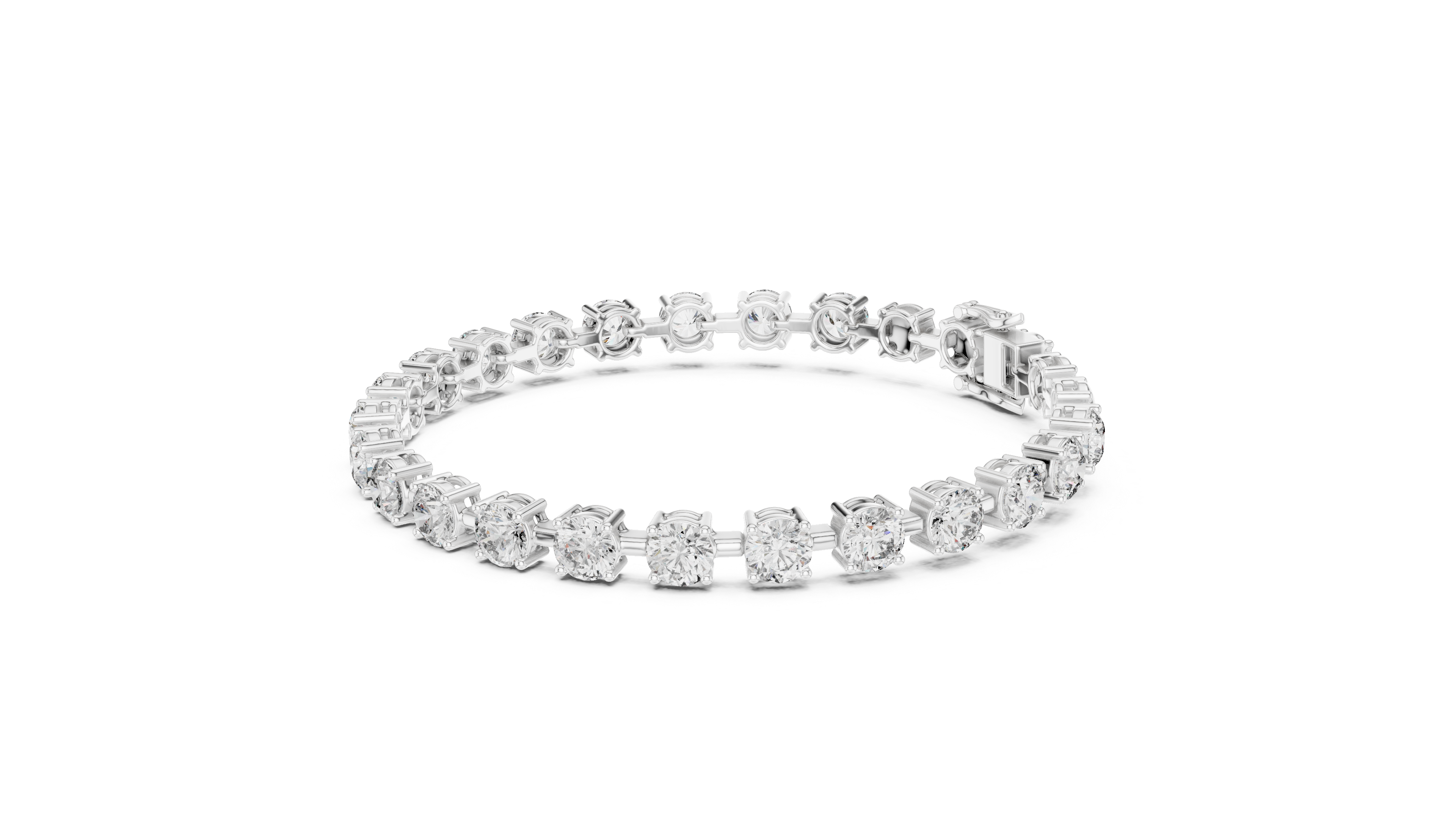 White Gold Round Solitaire Moissanite Classic Tennis Bracelet
