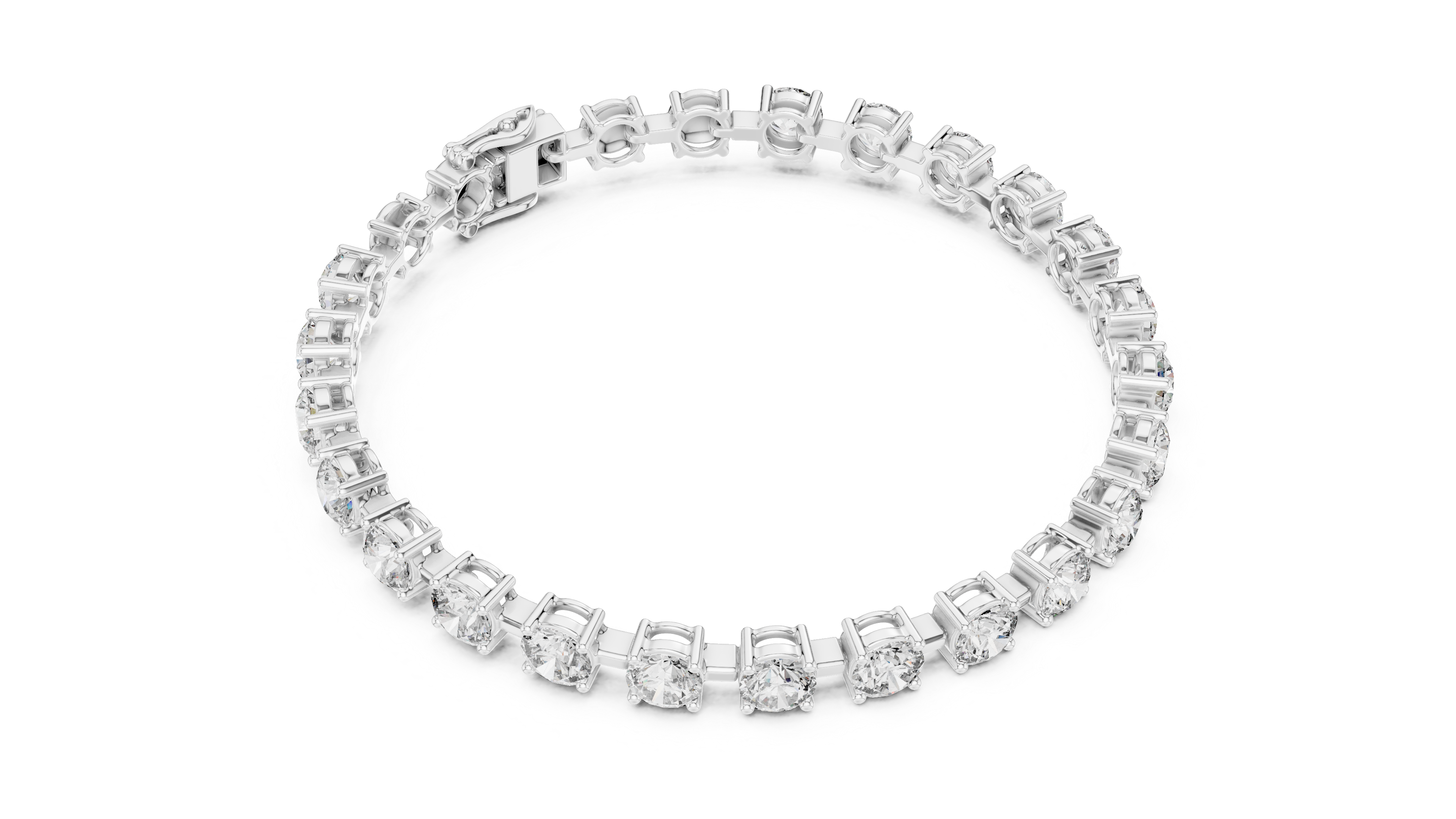 White Gold Round Solitaire Moissanite Classic Tennis Bracelet
