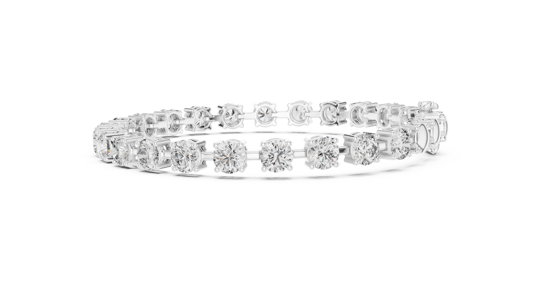 White Gold Round Solitaire Moissanite Classic Tennis Bracelet