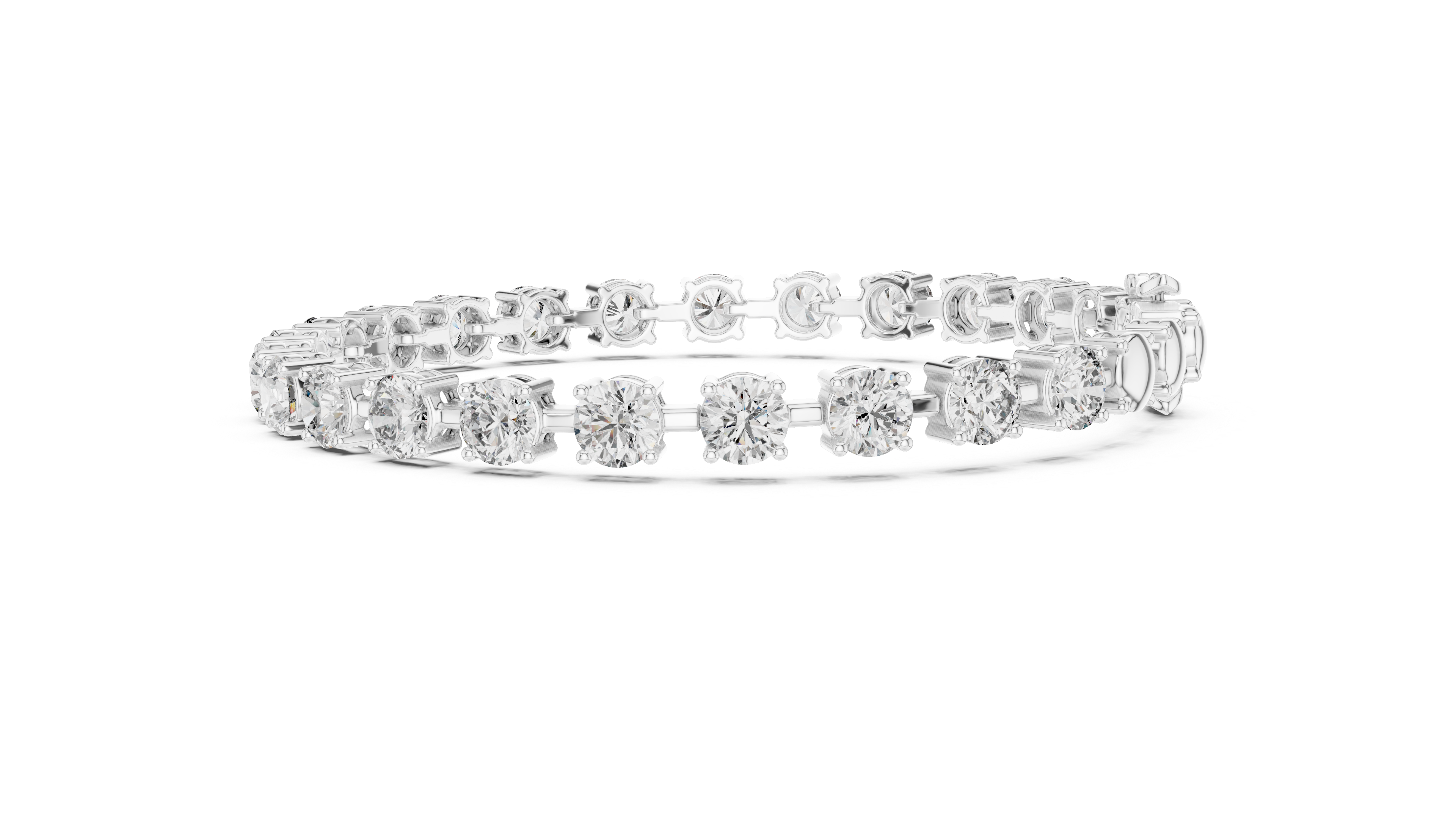 White Gold Round Solitaire Moissanite Classic Tennis Bracelet
