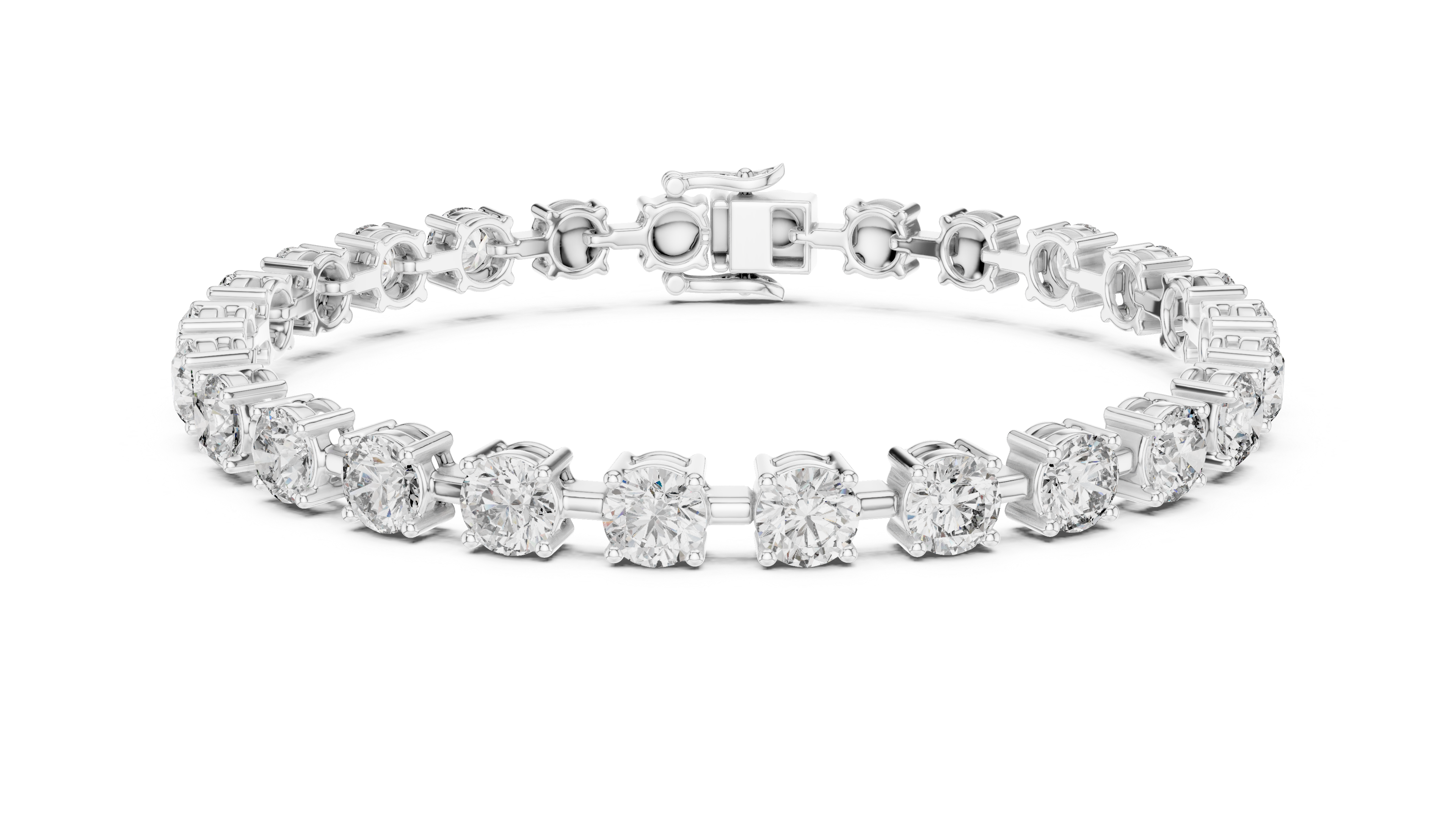 White Gold Round Solitaire Moissanite Classic Tennis Bracelet