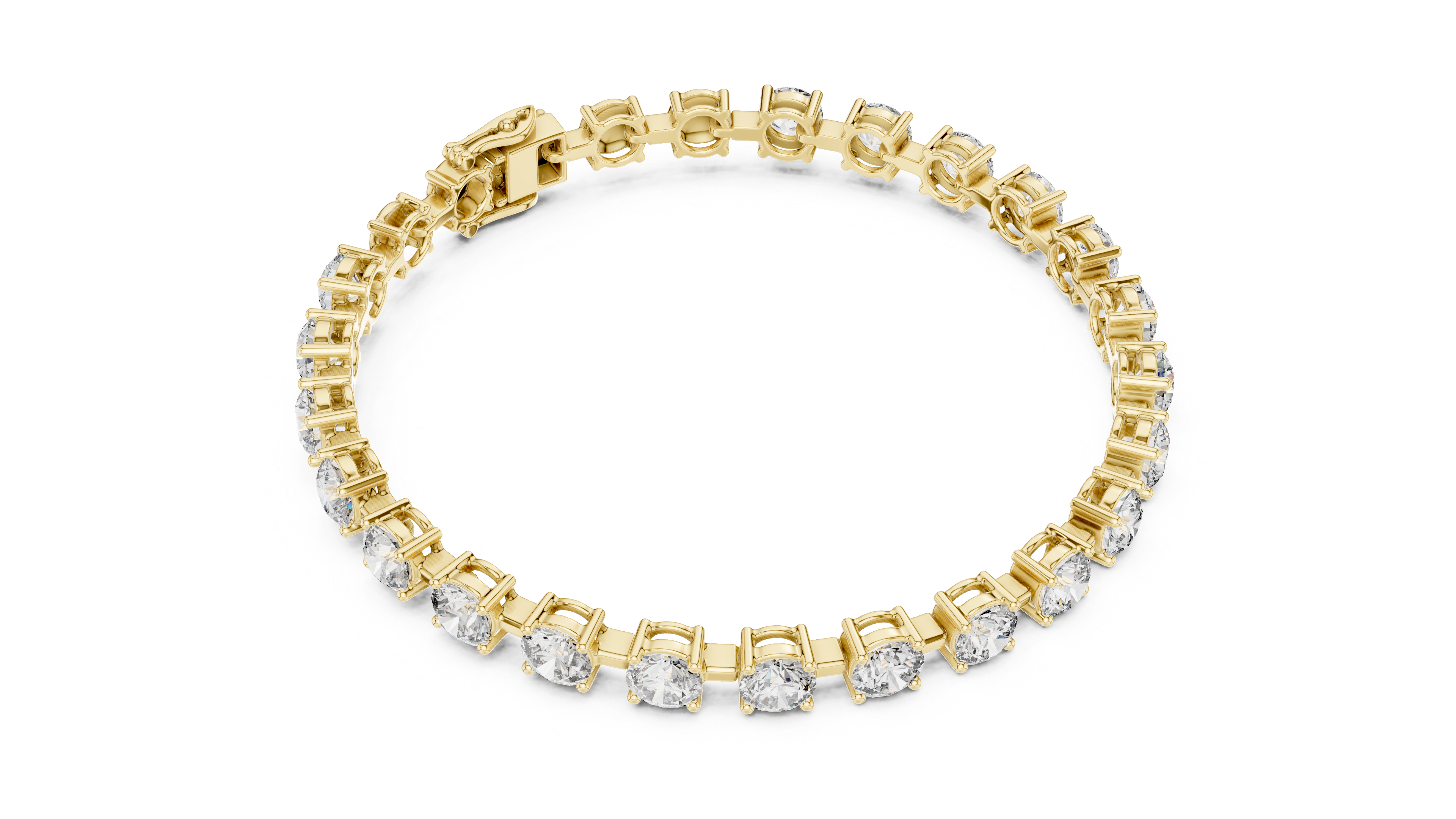 White Gold Round Solitaire Moissanite Classic Tennis Bracelet