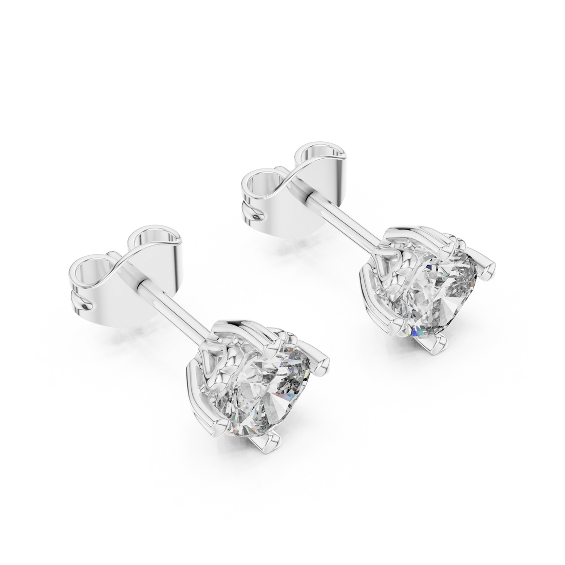 White Gold Moissanite Stud Earrings – Classic Prong-Set Diamond Elegance
