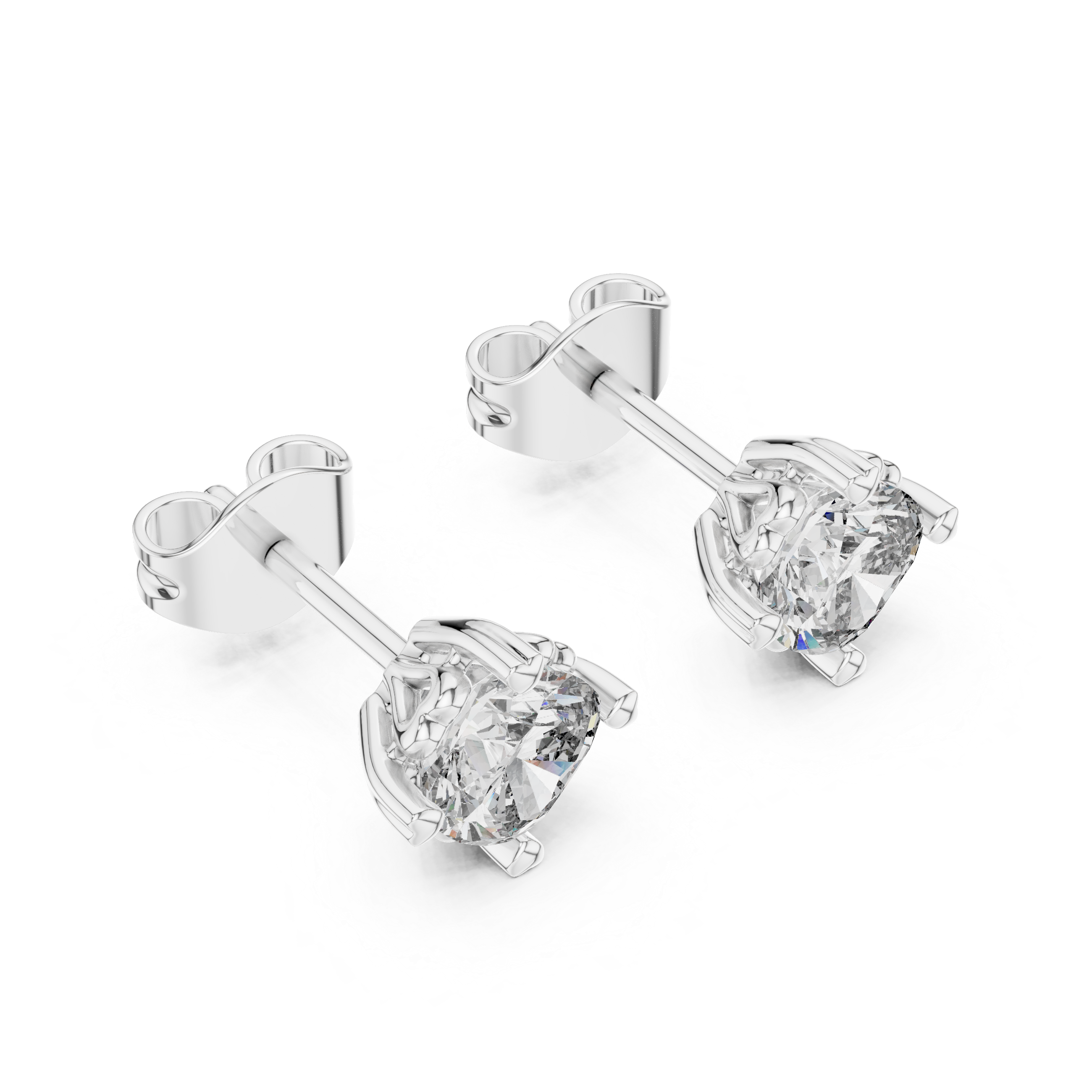 White Gold Moissanite Stud Earrings – Classic Prong-Set Diamond Elegance