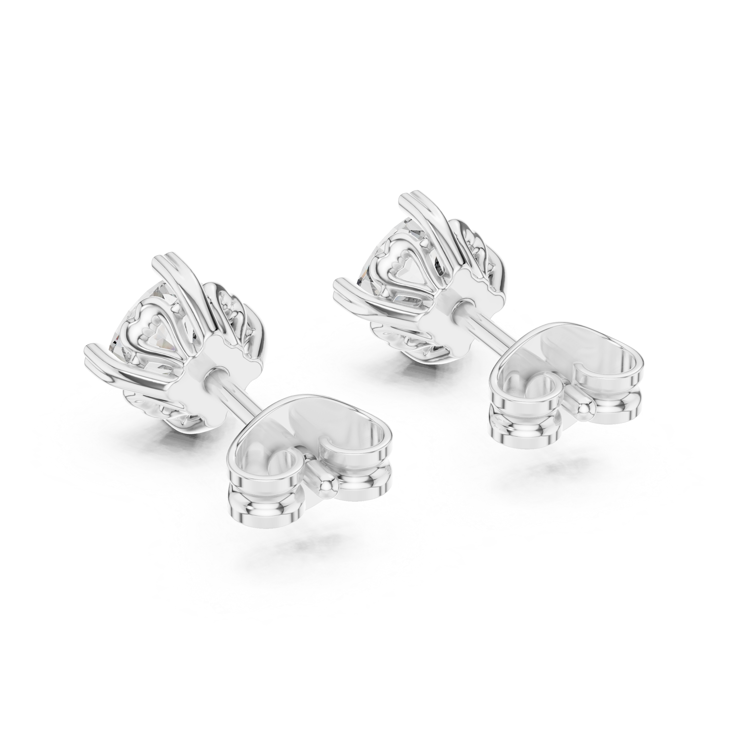 White Gold Moissanite Stud Earrings – Classic Prong-Set Diamond Elegance
