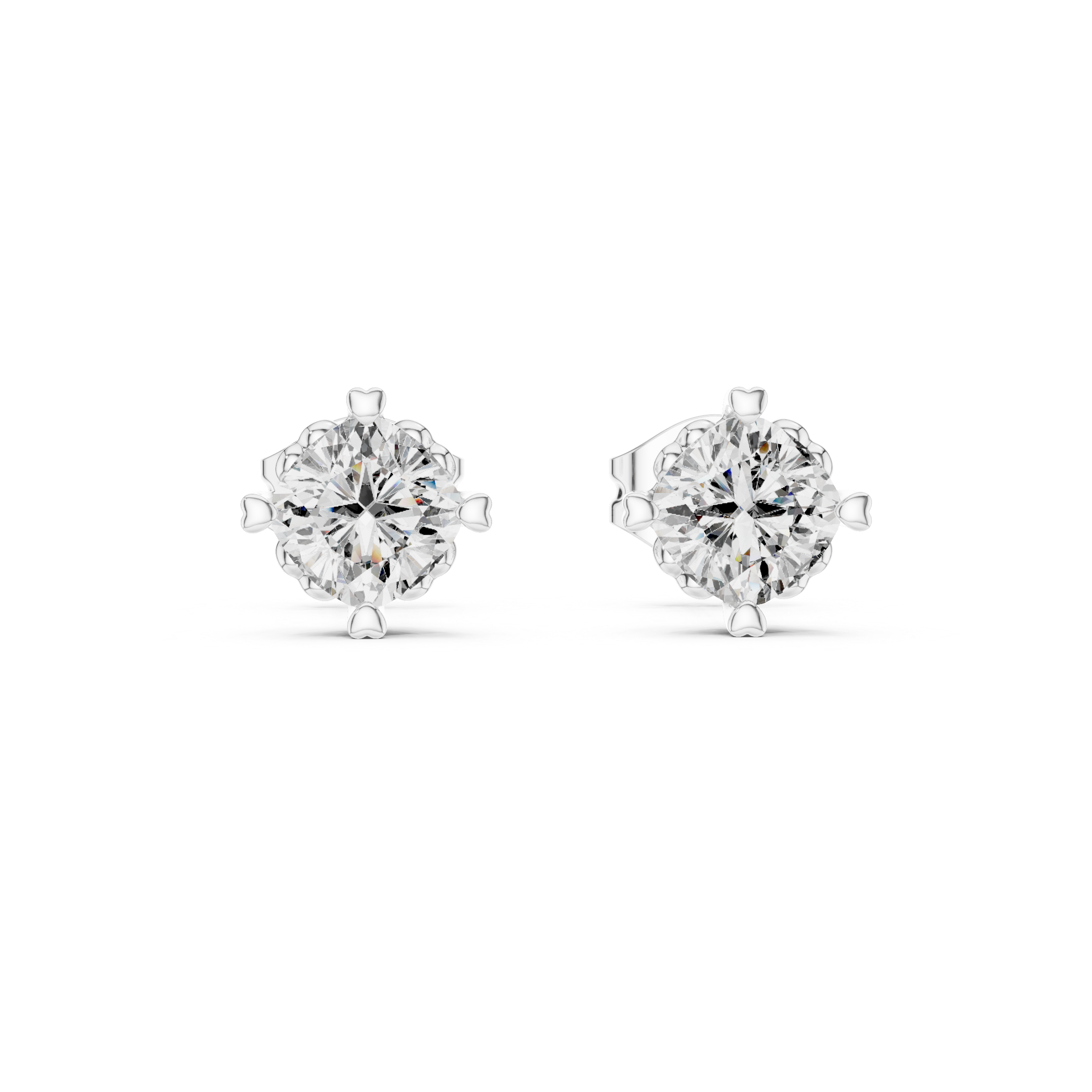 White Gold Moissanite Stud Earrings – Classic Prong-Set Diamond Elegance