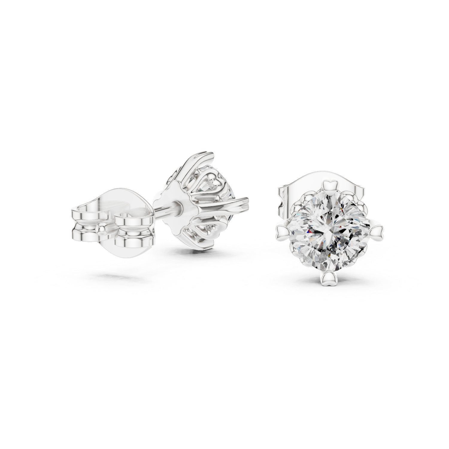White Gold Moissanite Stud Earrings – Classic Prong-Set Diamond Elegance