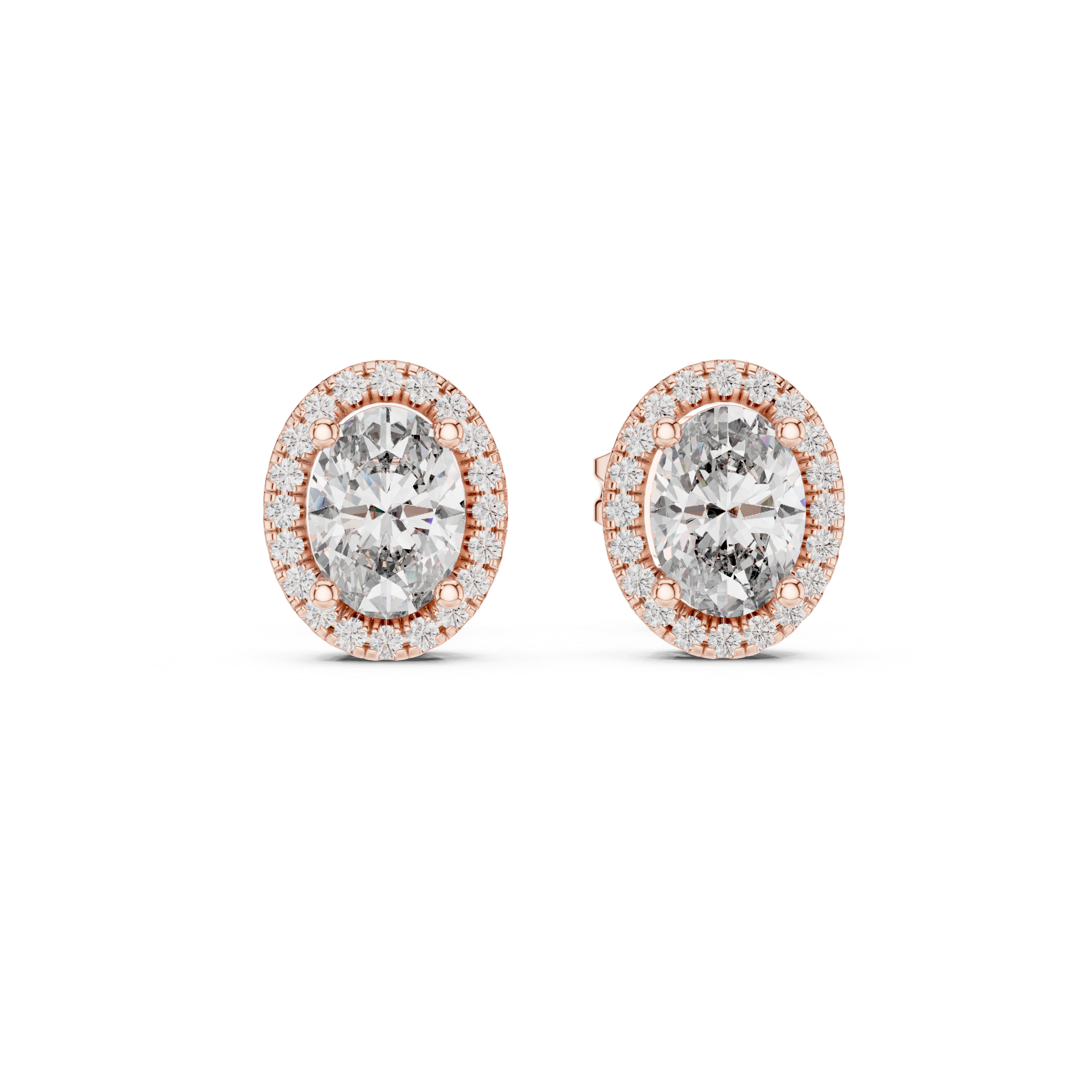 Rose Gold Halo Moissanite Stud Earrings – Premium Sparkle Design