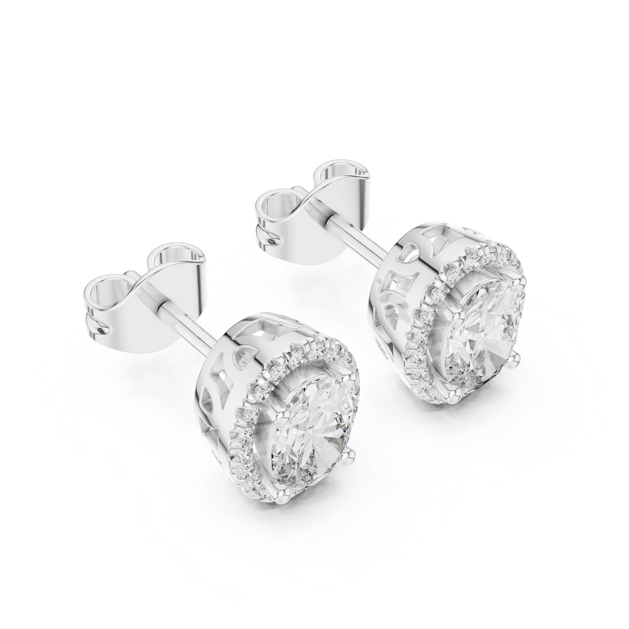 Rose Gold Halo Moissanite Stud Earrings – Premium Sparkle Design