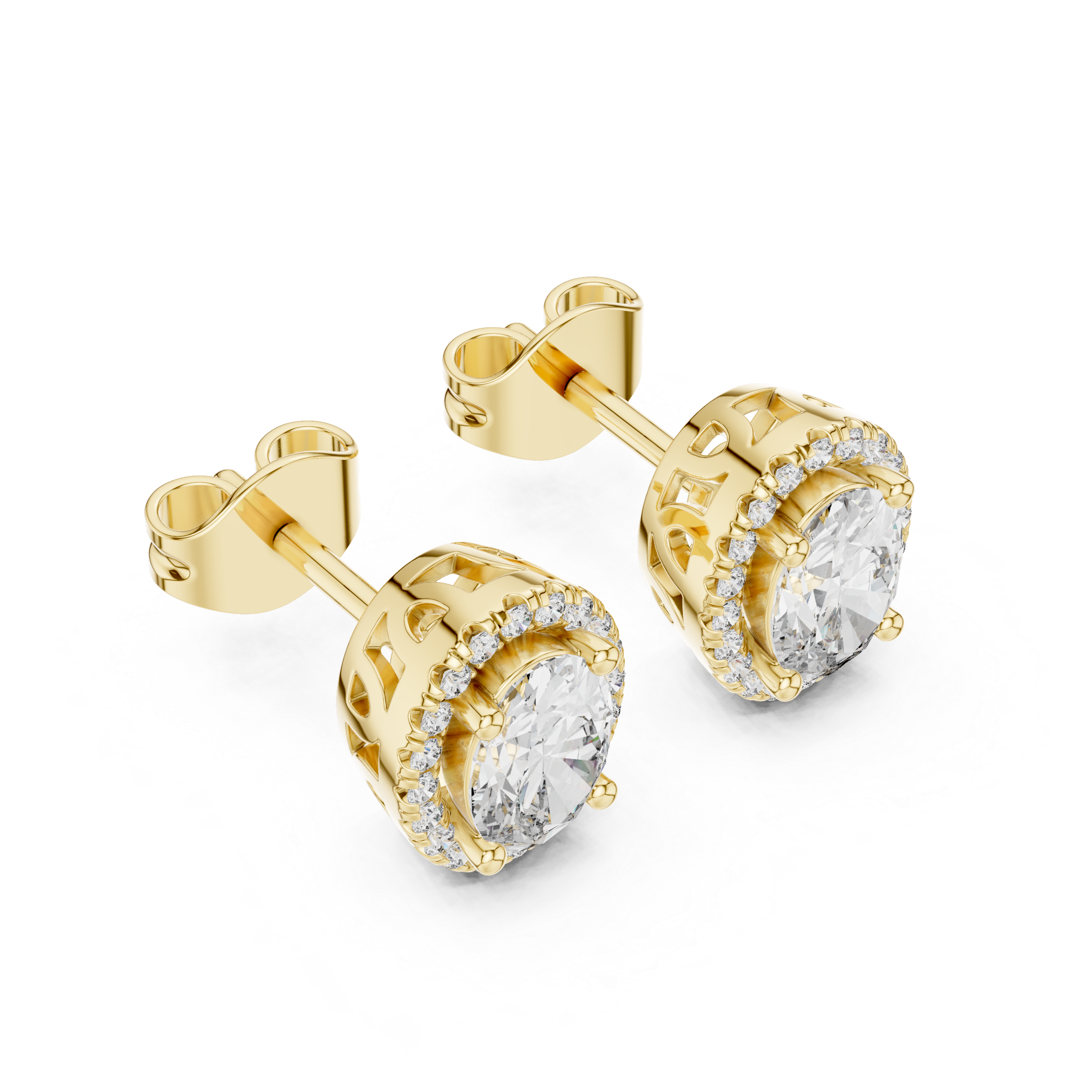 Rose Gold Halo Moissanite Stud Earrings – Premium Sparkle Design