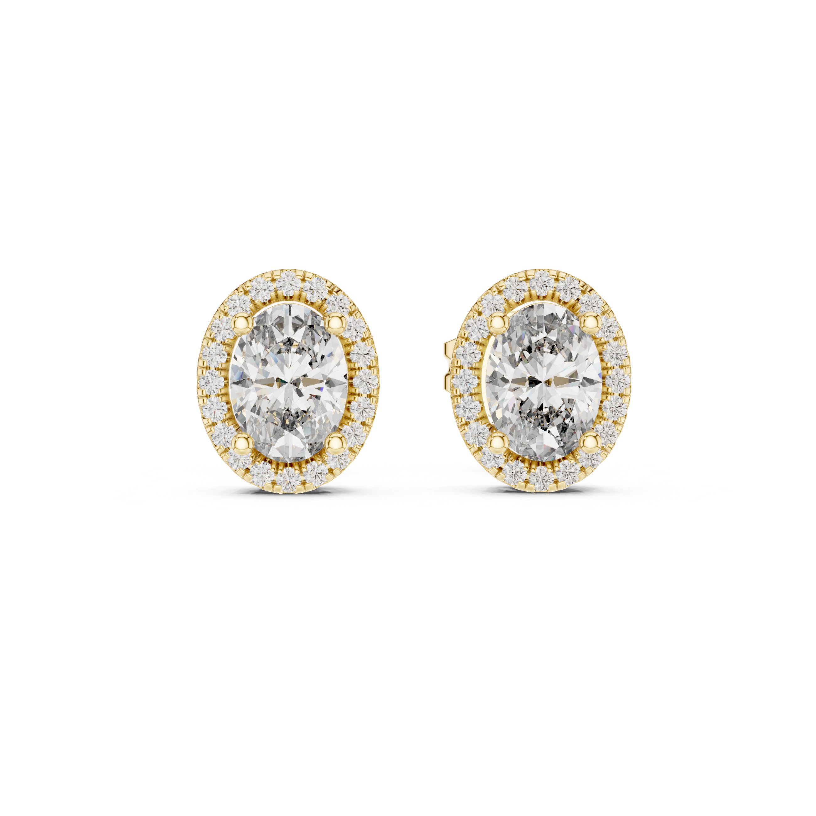 Rose Gold Halo Moissanite Stud Earrings – Premium Sparkle Design