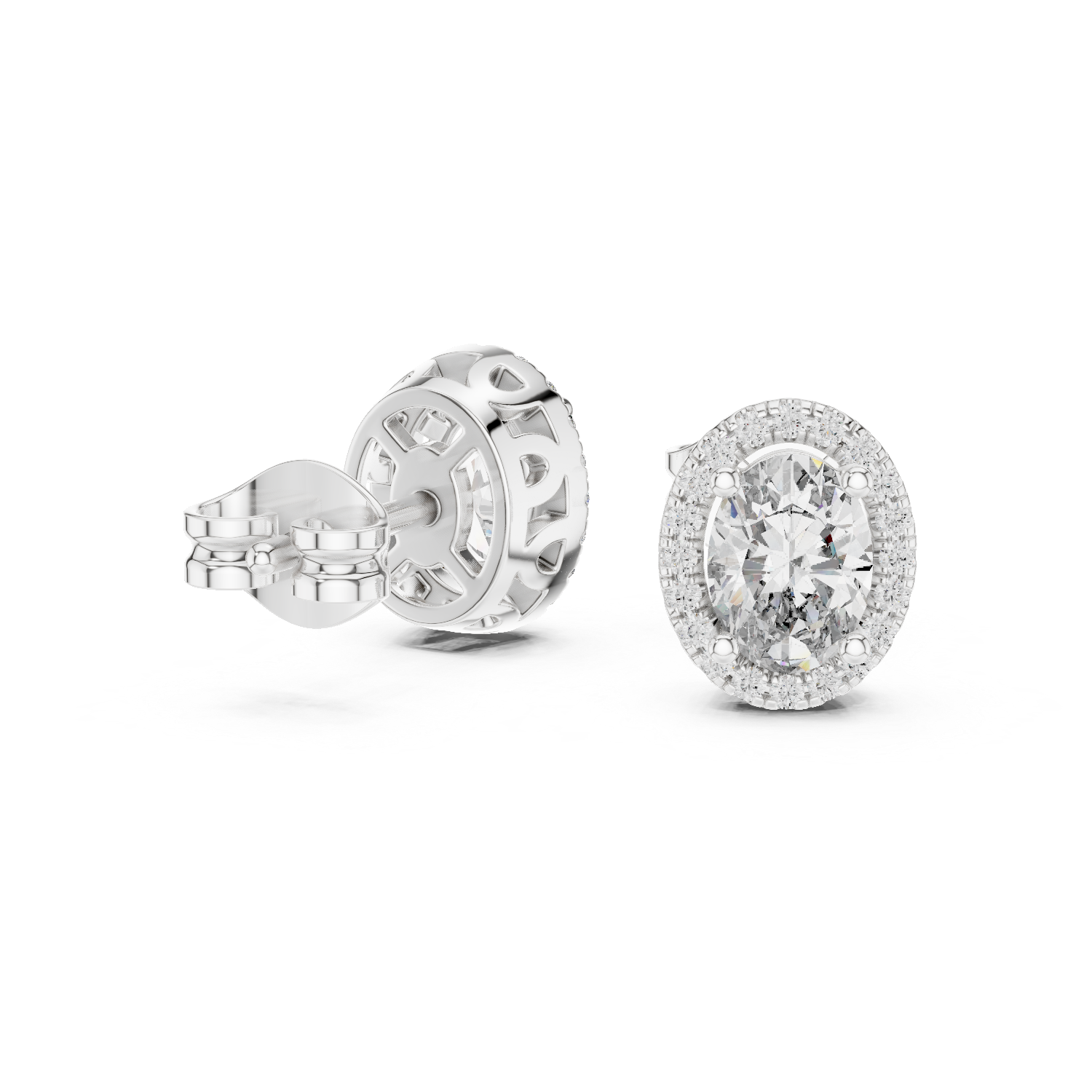 Rose Gold Halo Moissanite Stud Earrings – Premium Sparkle Design