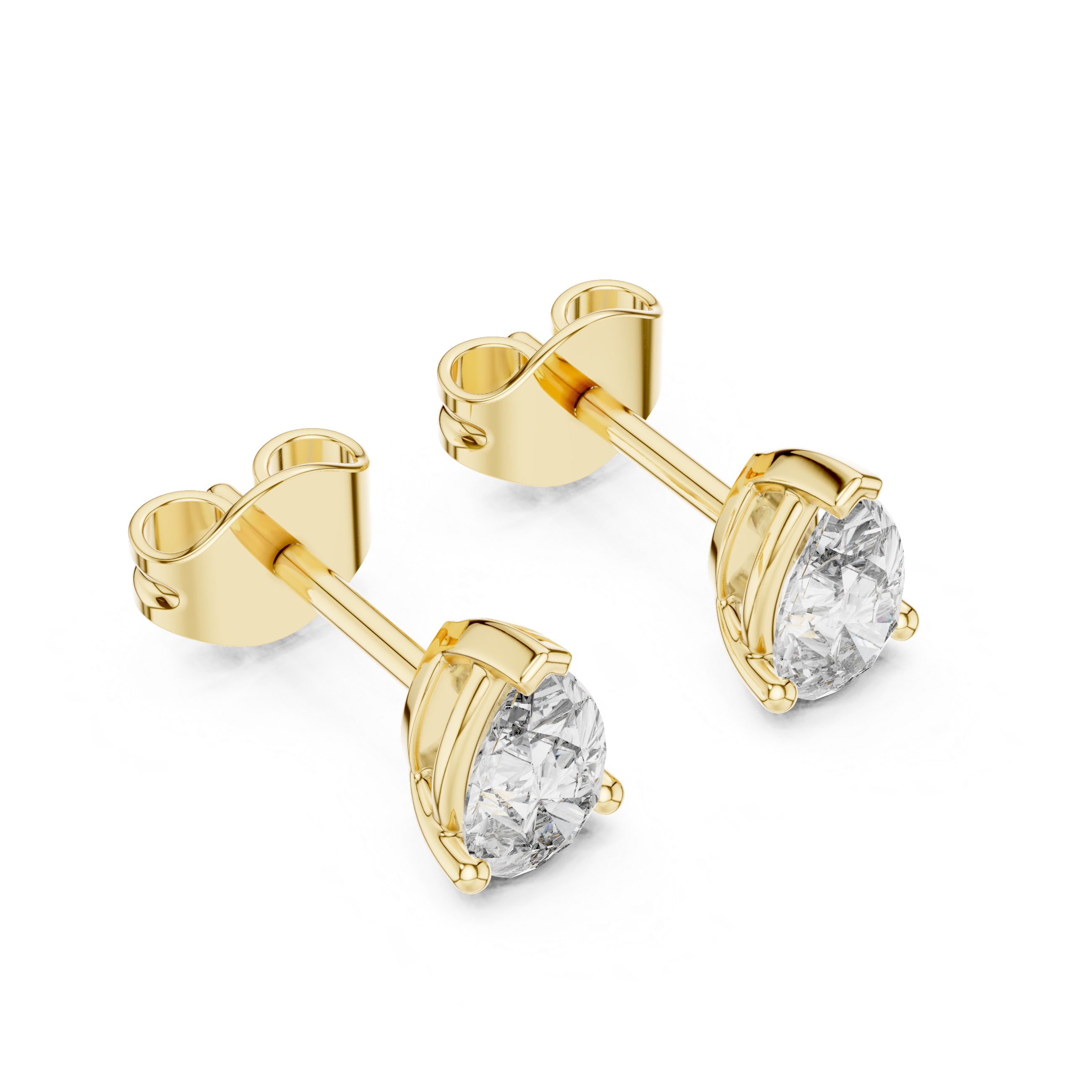Yellow Gold Pear-Cut Moissanite Stud Earrings – Elegant Teardrop Look