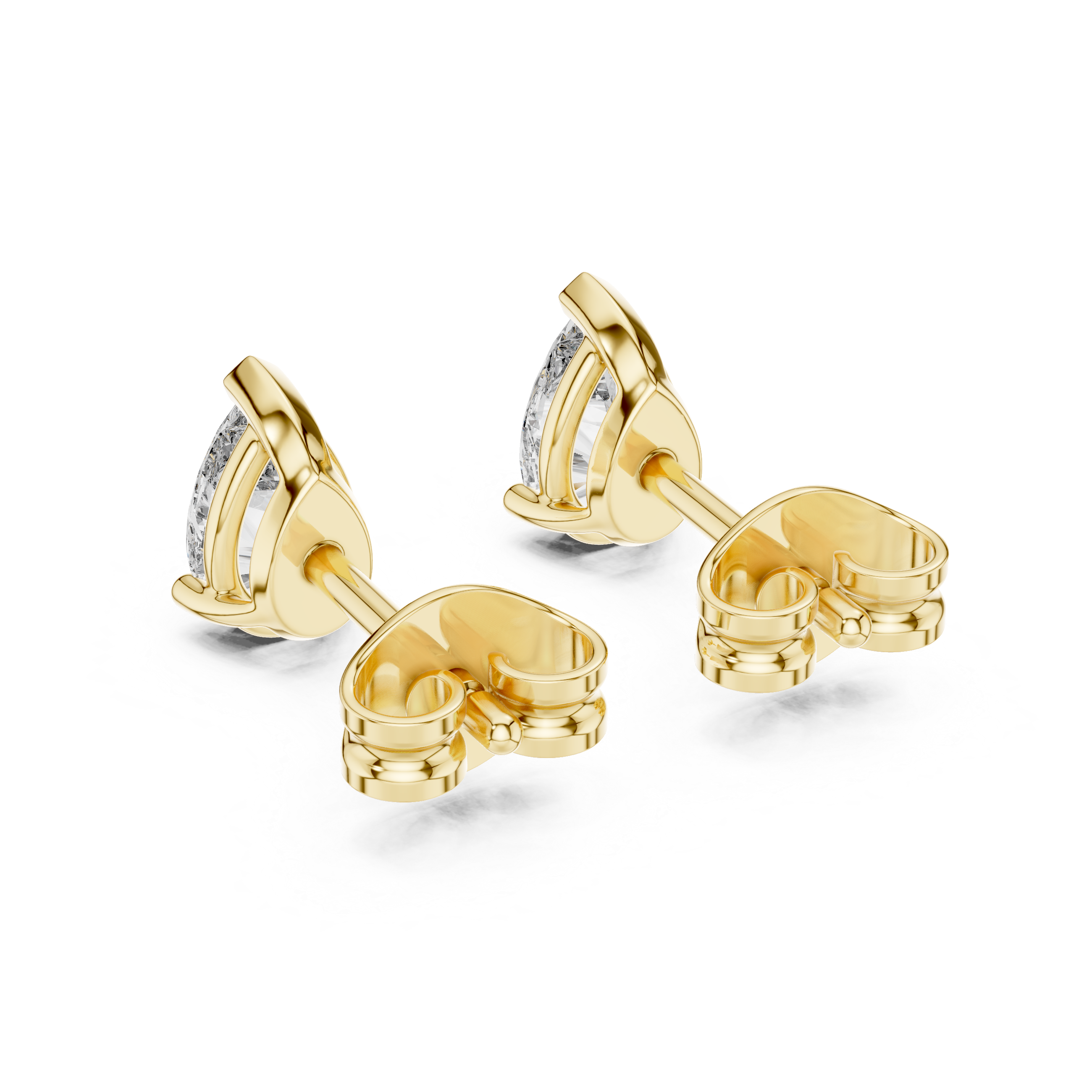 Yellow Gold Pear-Cut Moissanite Stud Earrings – Elegant Teardrop Look