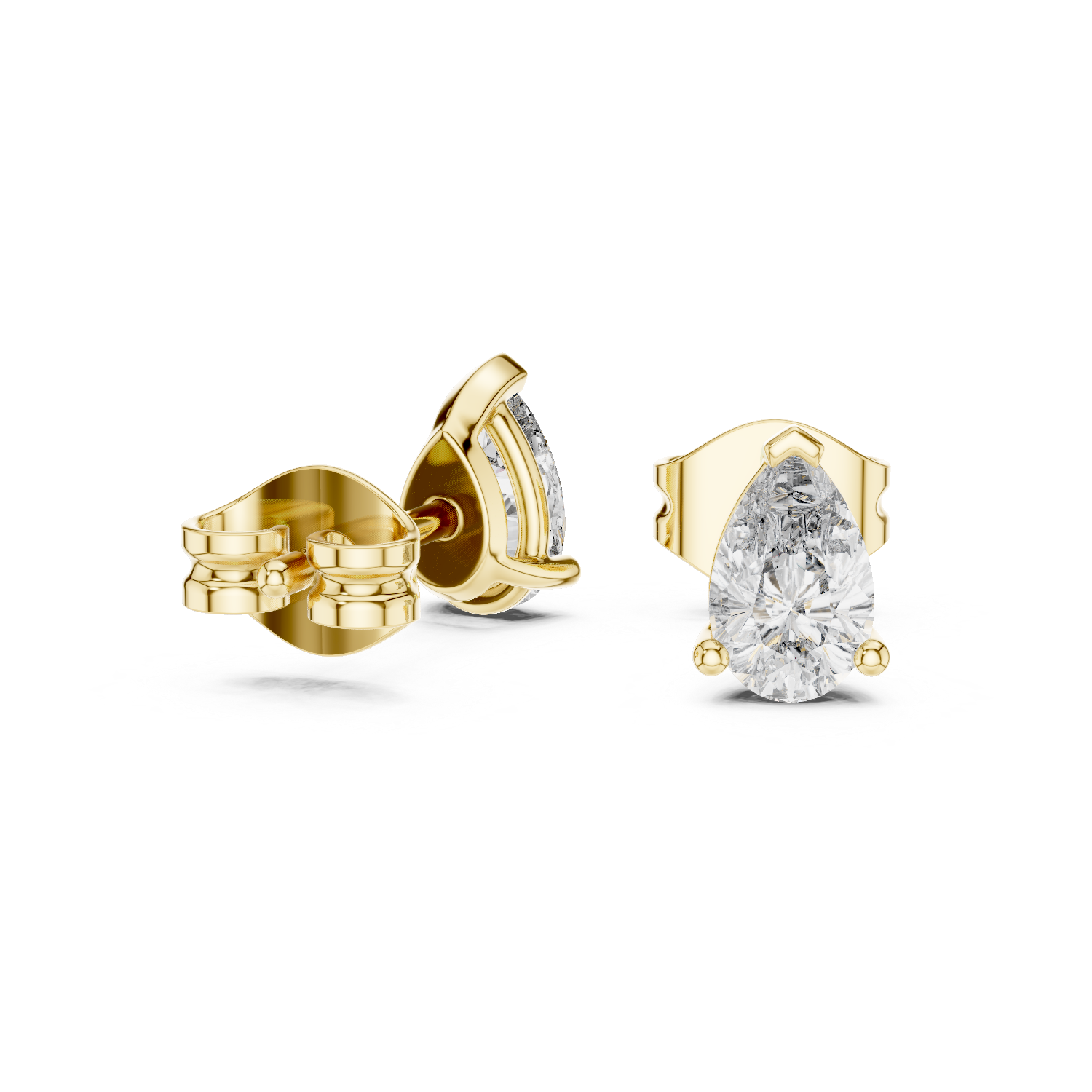 Yellow Gold Pear-Cut Moissanite Stud Earrings – Elegant Teardrop Look