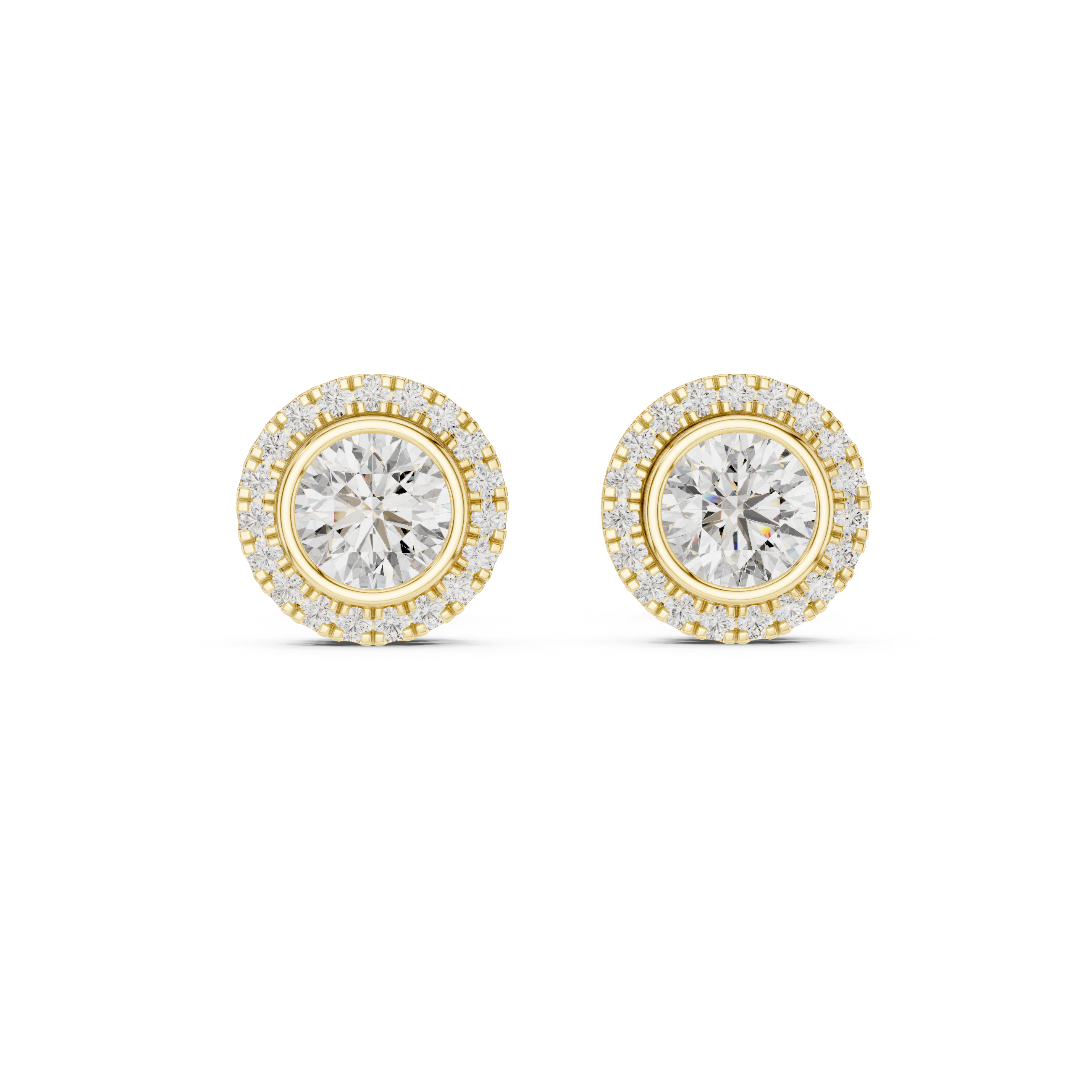 White Gold Round Cut Moissanite Halo Stud Earrings Vintage-Inspired Sparkle