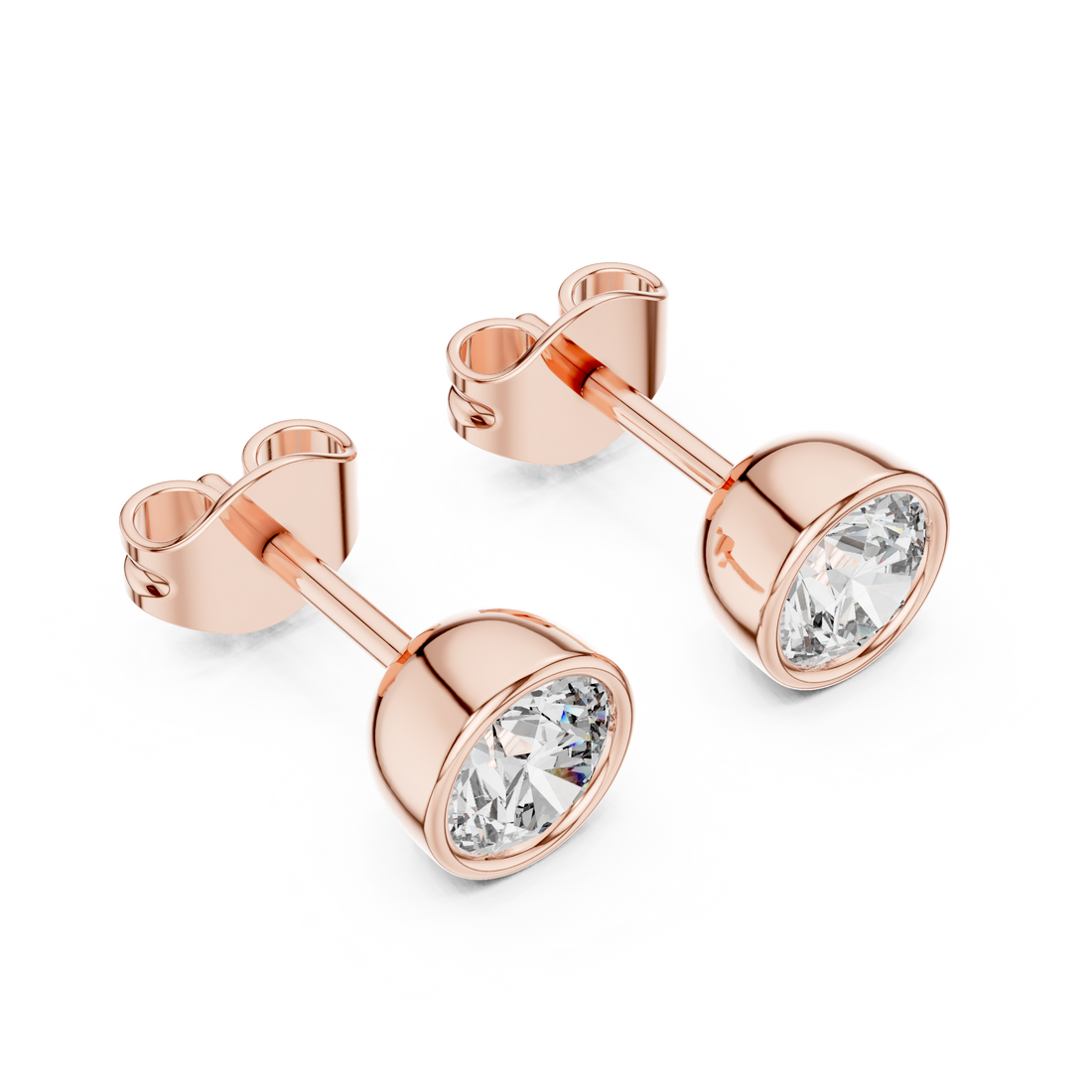 Rose Gold Moissanite Stud Earrings with Secure Screw Back – Elegant & Everyday Luxury