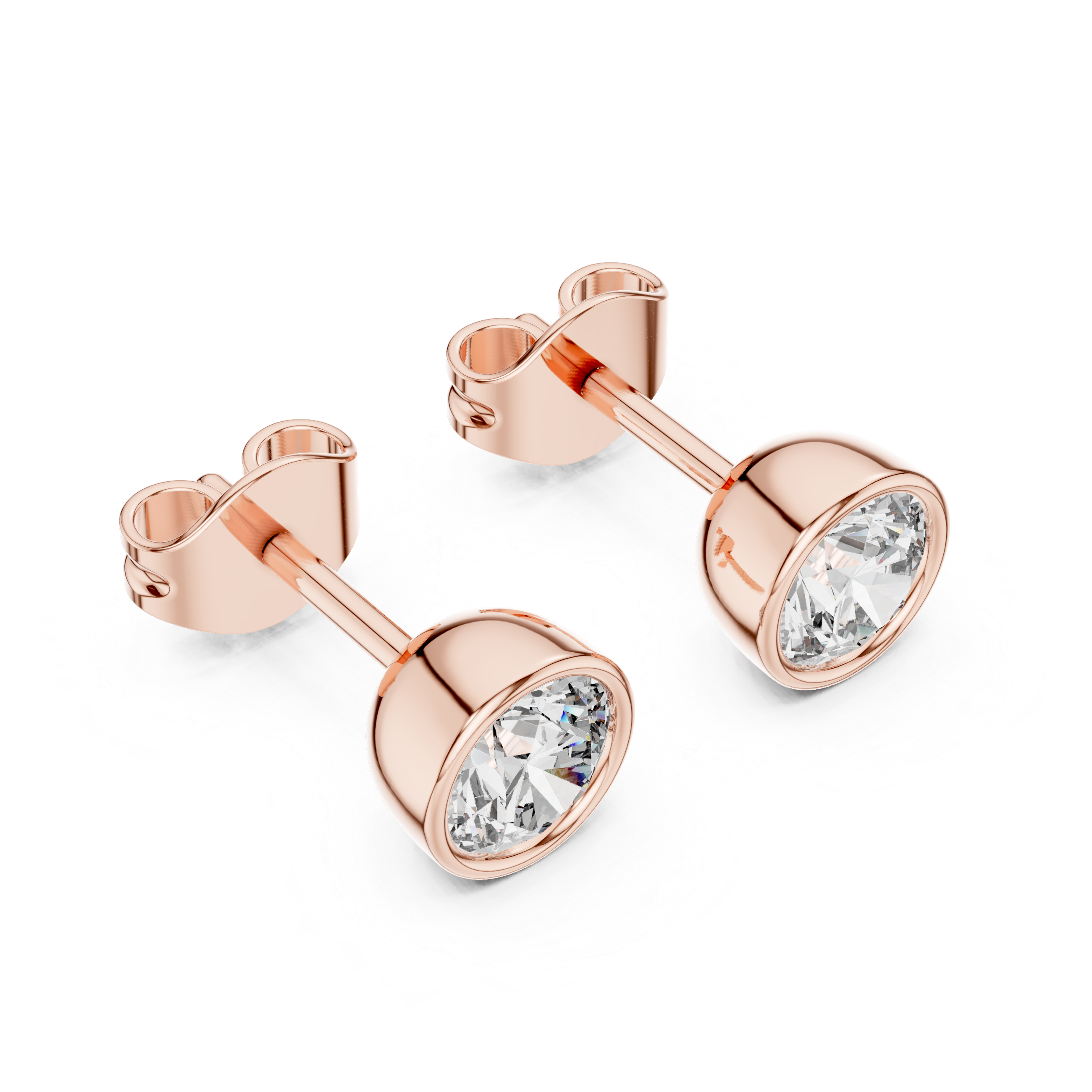 Rose Gold Moissanite Stud Earrings with Secure Screw Back – Elegant & Everyday Luxury