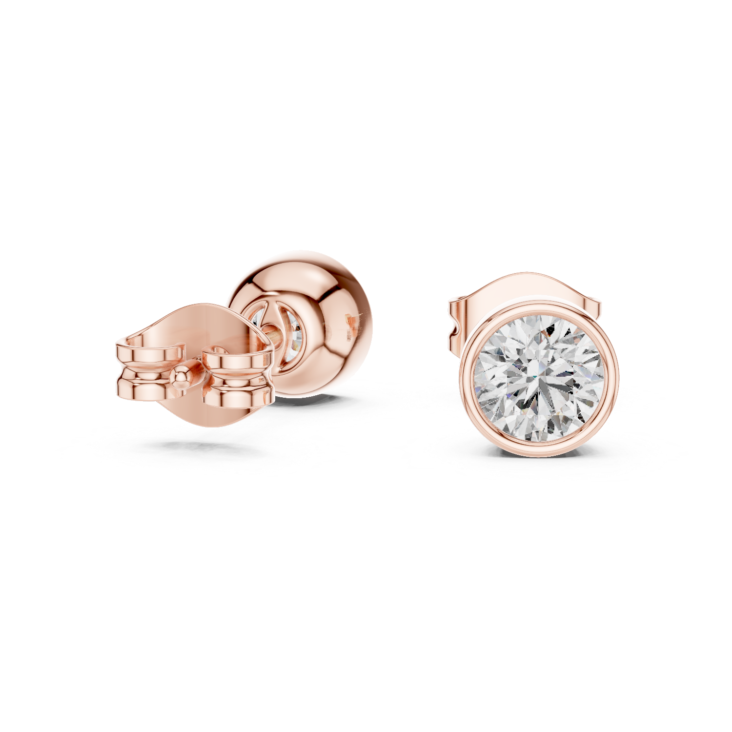 Rose Gold Moissanite Stud Earrings with Secure Screw Back – Elegant & Everyday Luxury