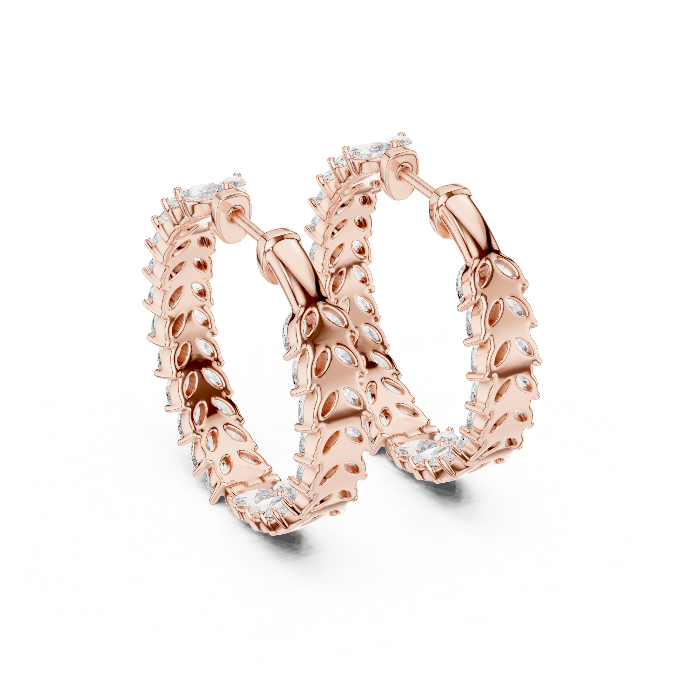 Rose Gold Moissanite Heggie Earrings – Bold Designer Sparkle Statement